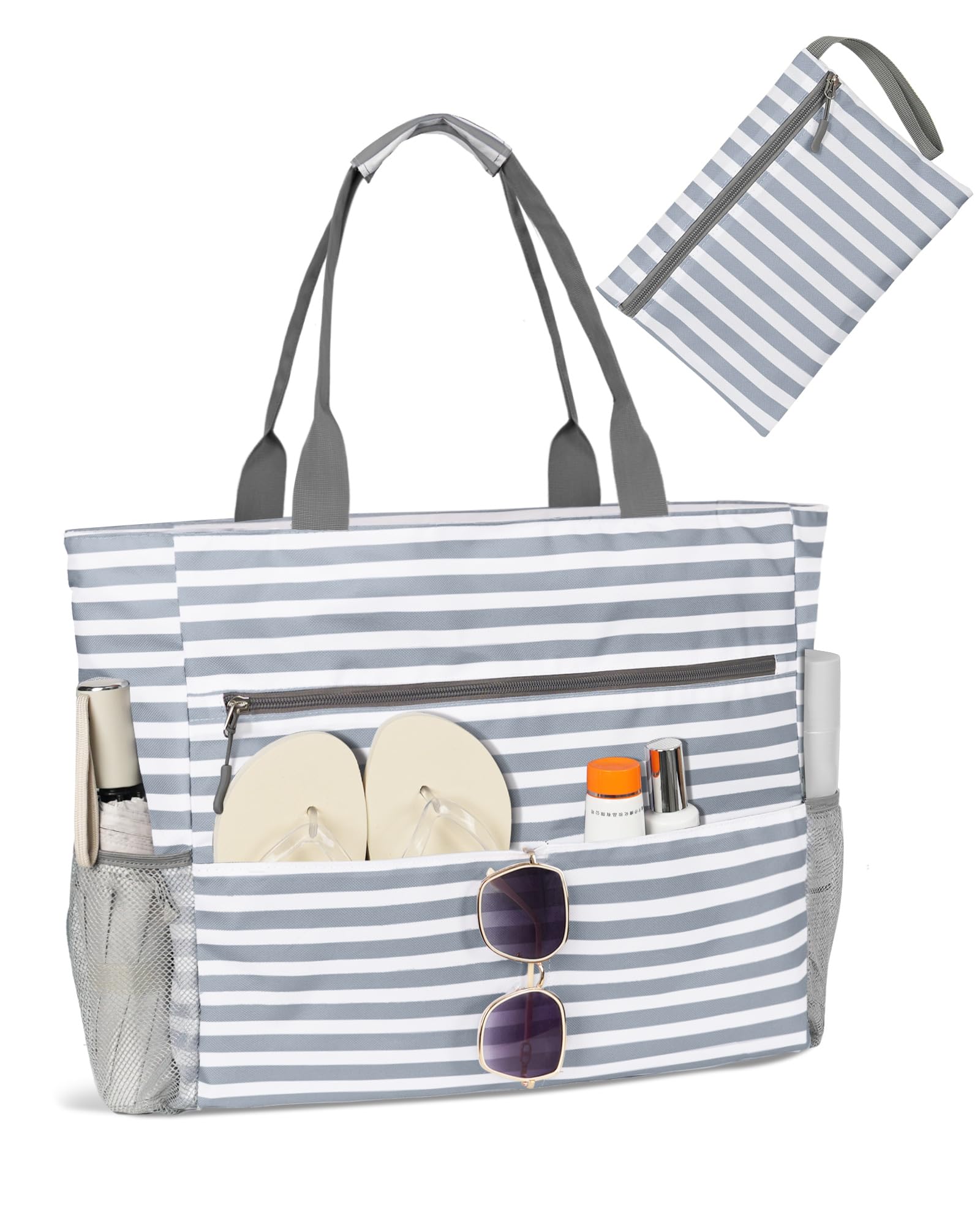 TUSIDER Beach Bag-Waterproof Sandproof Beach Totes with zipper Large Capacity Foldable for Women