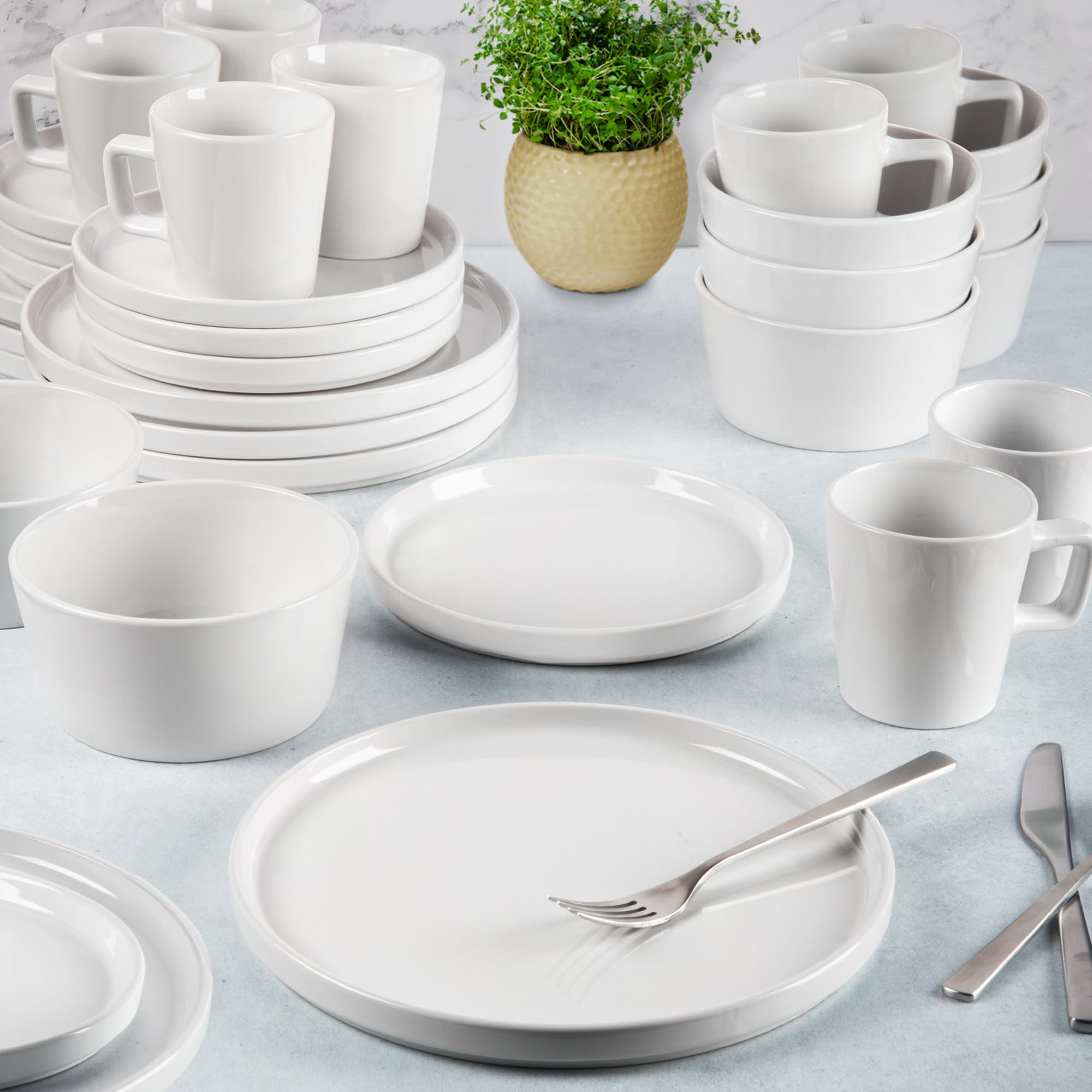 ZK Dinnerware Set - Stoneware - 32 Pieces - White : Amazon.ca: Home