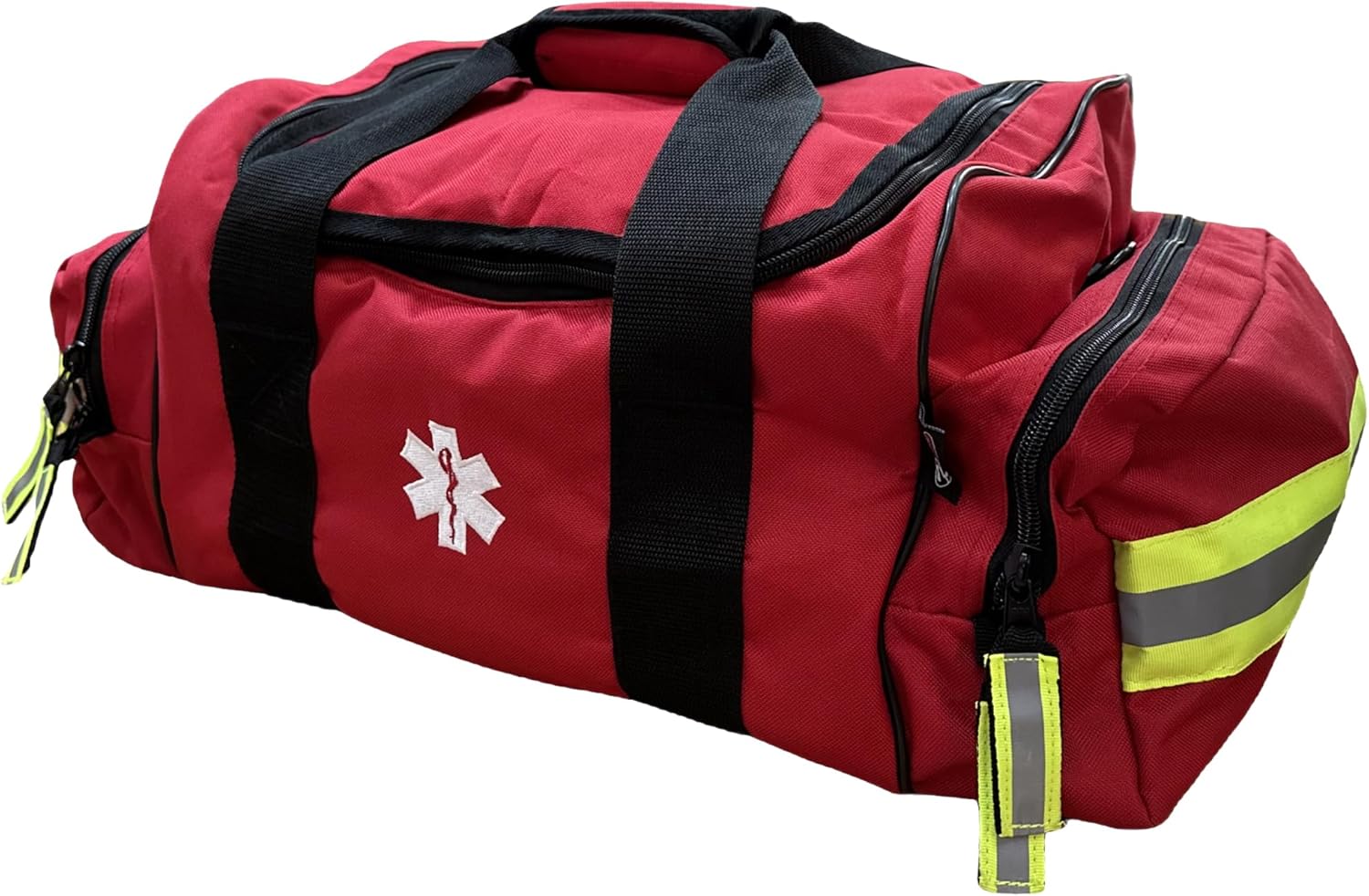 Kemp USA Maxi Trauma Bag - Large First Aid Kit for EMT First Responders - Water Resistant 600D Nylon - Buckle Closure with Adjustable Strap & Reflective Trim - Red