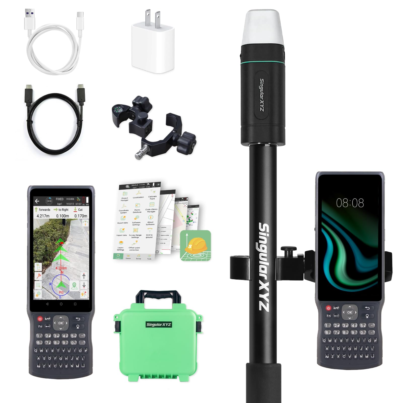 RTK GNSS Apparecchiatura per rilevamento con Network RTK Rover, controller palmare e software di rilevamento, GNSS RTK GPS con inclinazione di 60° e IMU integrato, per costruzione e pianificazione del
