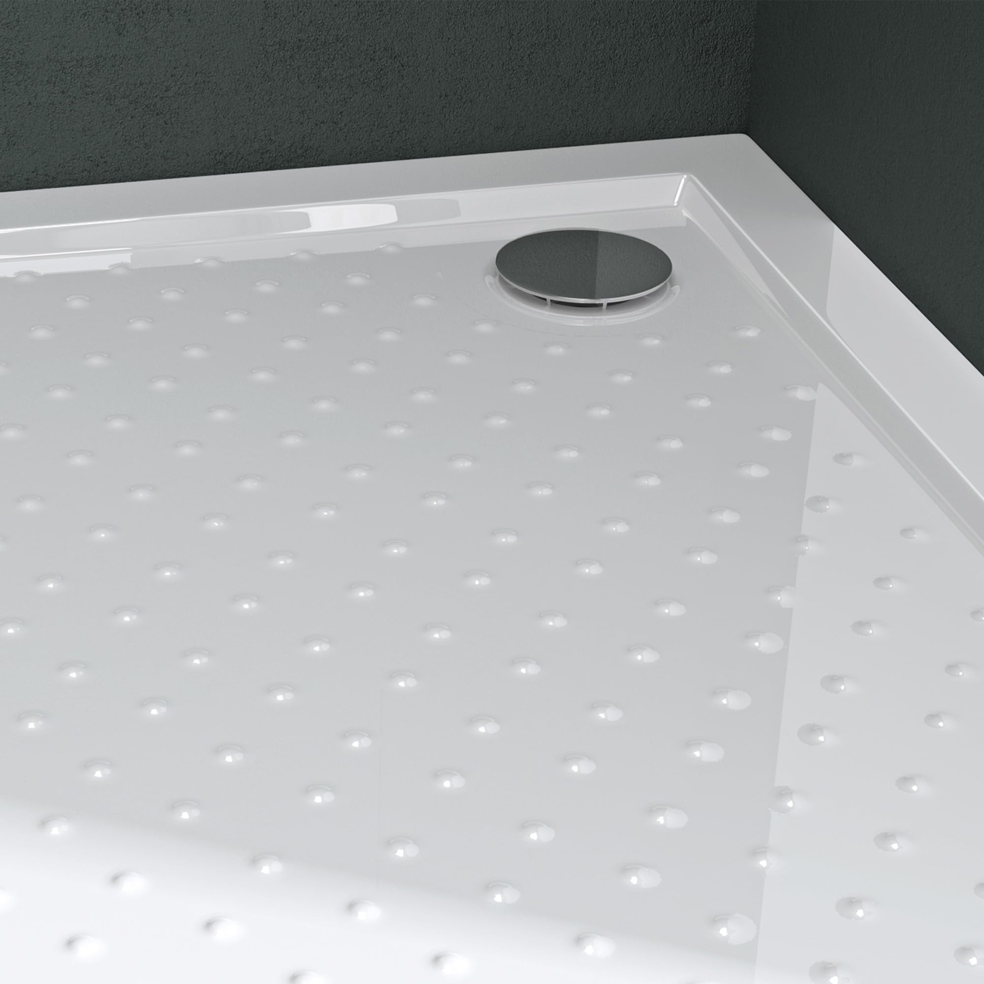 Piatto Doccia Acrilico 80x90cm Antiscivolo - Bianco, Spessore 4cm, Design Inclinato Per Drenaggio Rapido - Foto 7