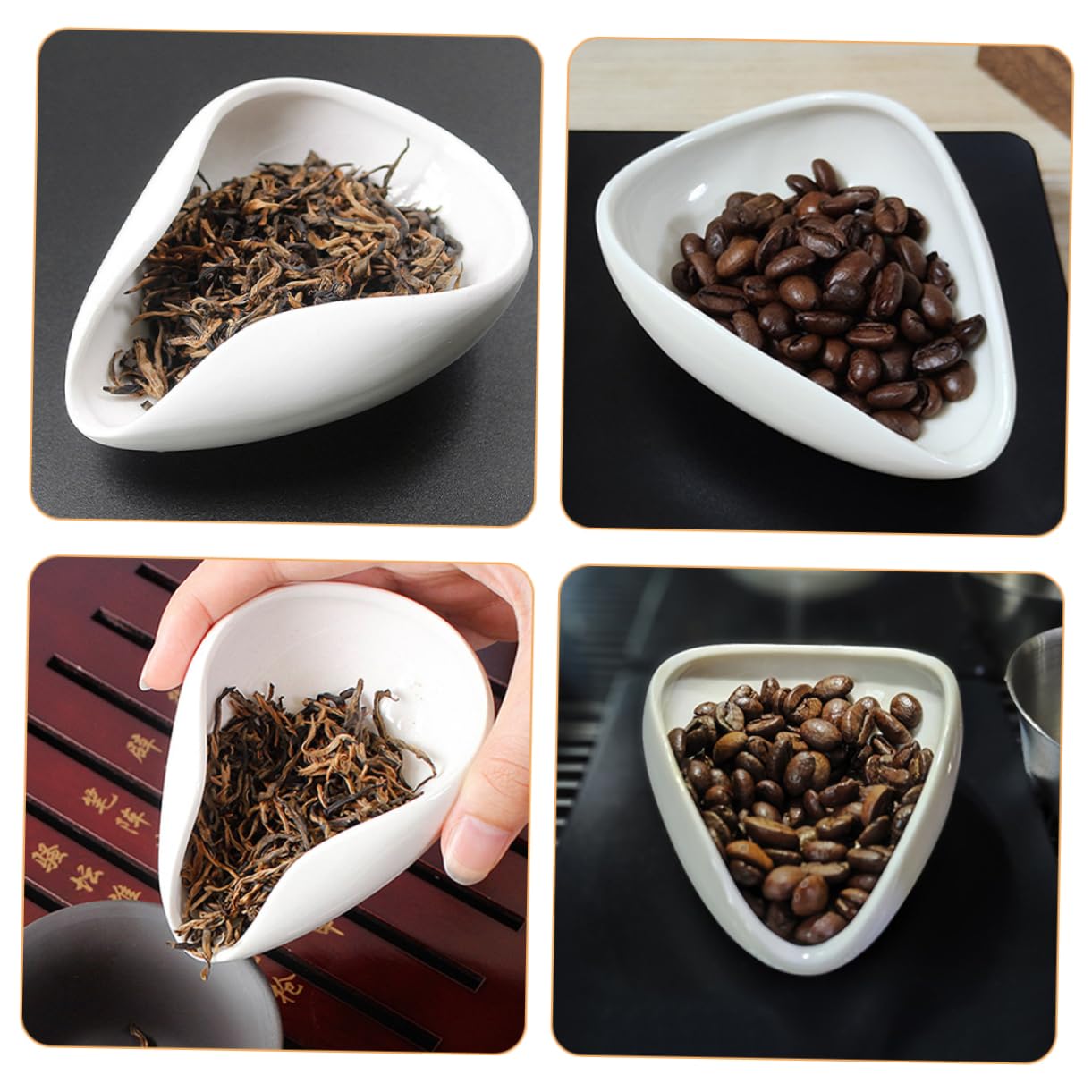 Cabilock Loose Tea Leaf Scoop Holder Ceramic Tea Vessel Ergonomic Design Easy to Clean Multi-function
