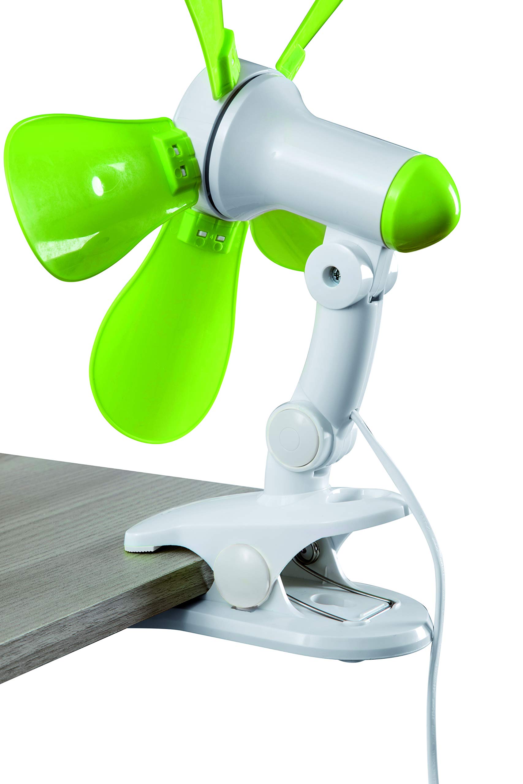 Ventilatore Da Tavolo AntDau71® - 5 Pale, Clip Snodabile, Alimentazione AC 220V, Bianco/Azzurro - Foto 4