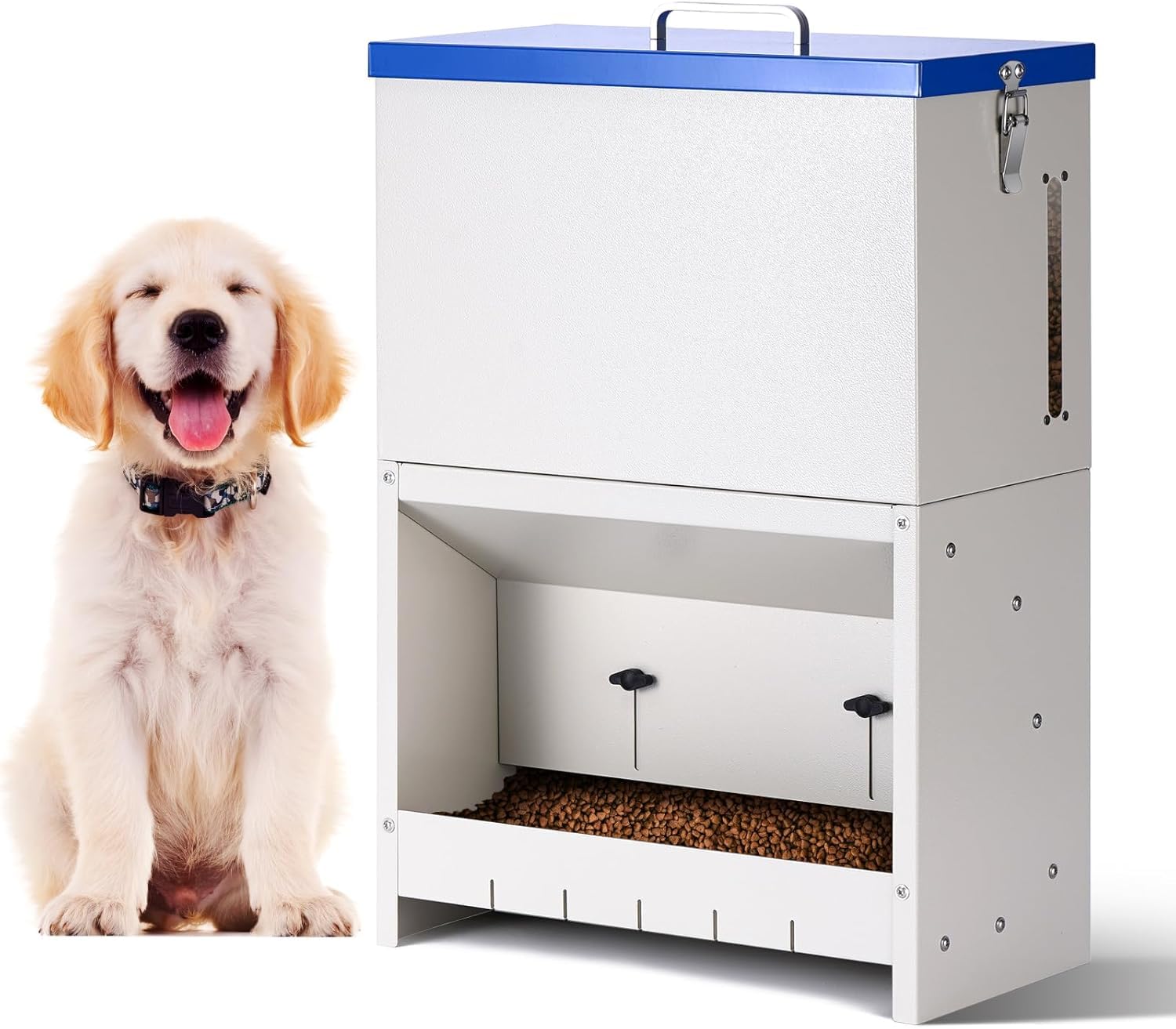 Dispensador automático de Comida para Perros 10 kg Alimentación automática para Dispensador de Comida para Perros al Aire Libre de Gran Raza Alimentación de Gravedad galvanizada