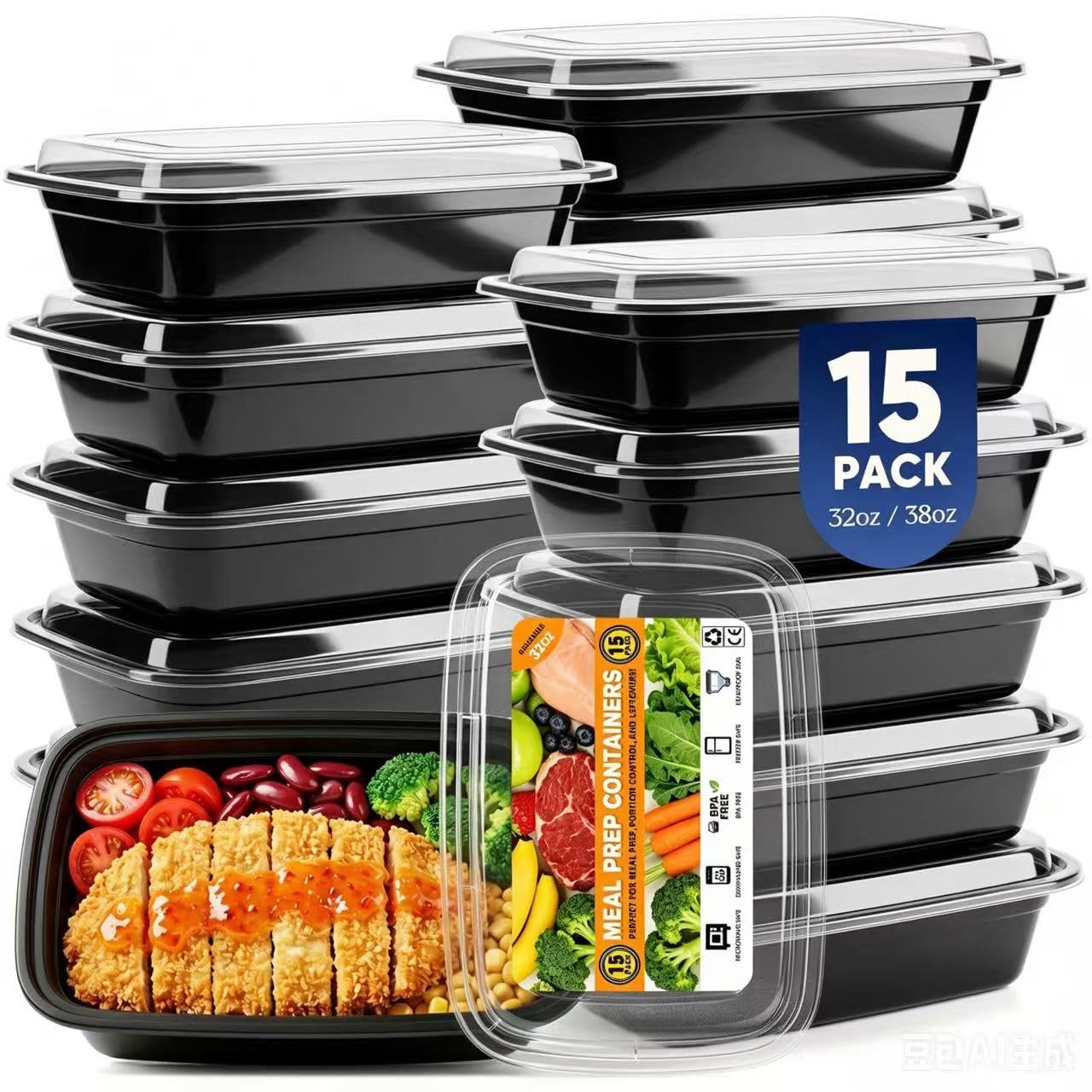 15 Pack 32OZ Meal Prep Containers Reusable, Food Prep Containers with Lids