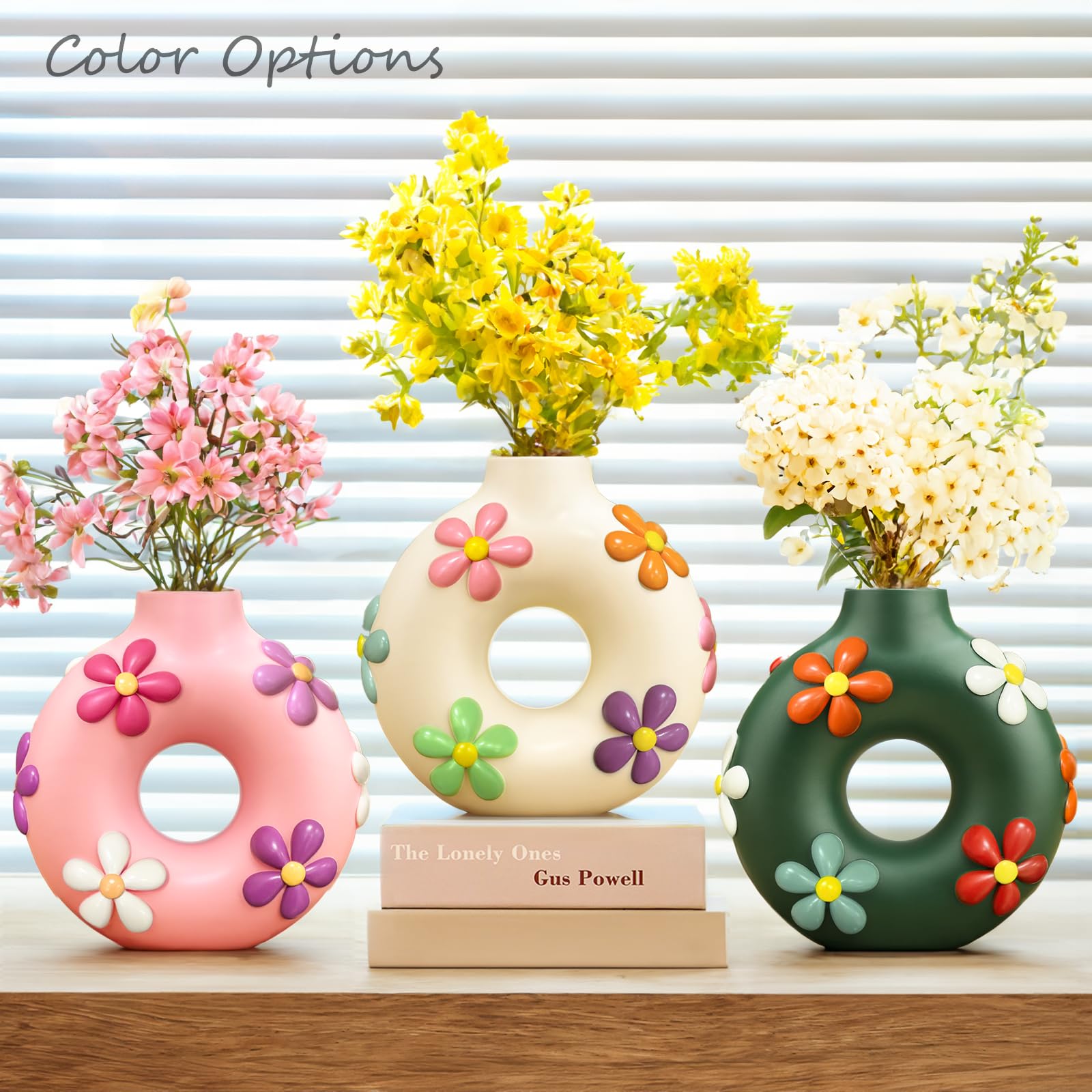 Amazon.co.jp: GUGUGO カラフルでかわいいドーナツの花瓶、モダンな