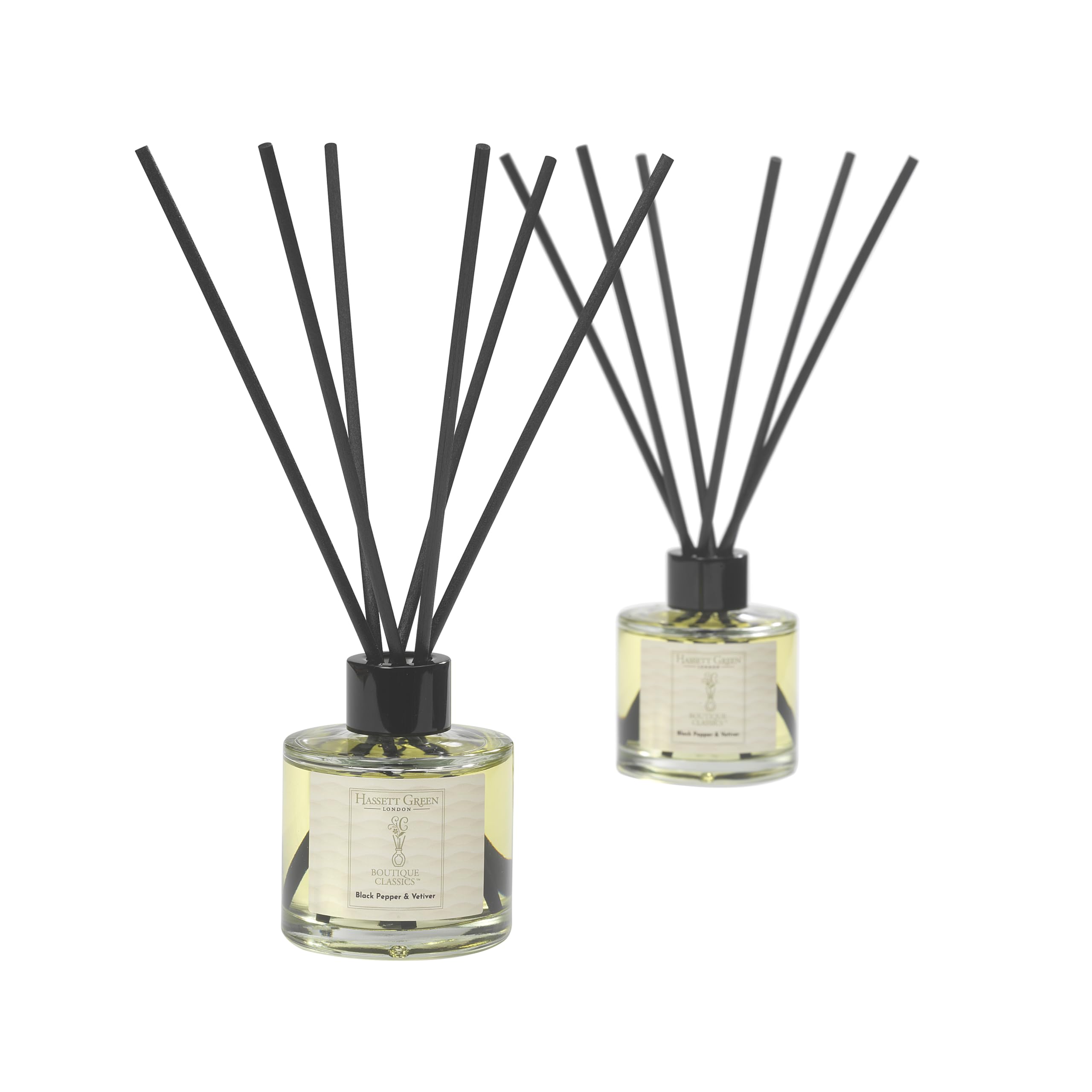 Hassett Green London Boutique Classics Black Pepper & Vetiver - Reed Diffuser Duo Set - 2 x 125ml - Reduced Packaging