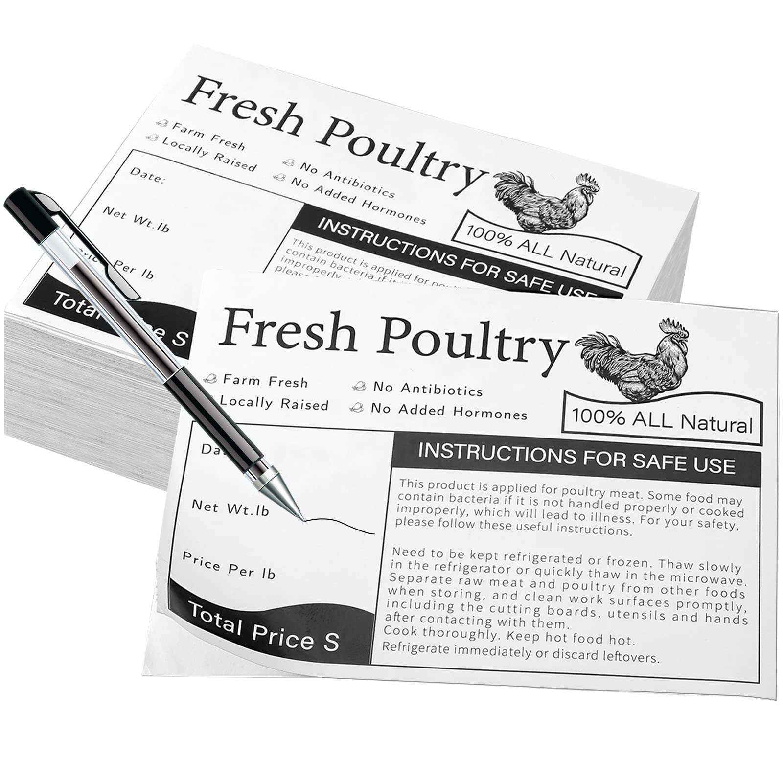 Buy 100 Pcs Poultry Freezer Labels 6 x 5 Inch Self Stick Poultry Labels