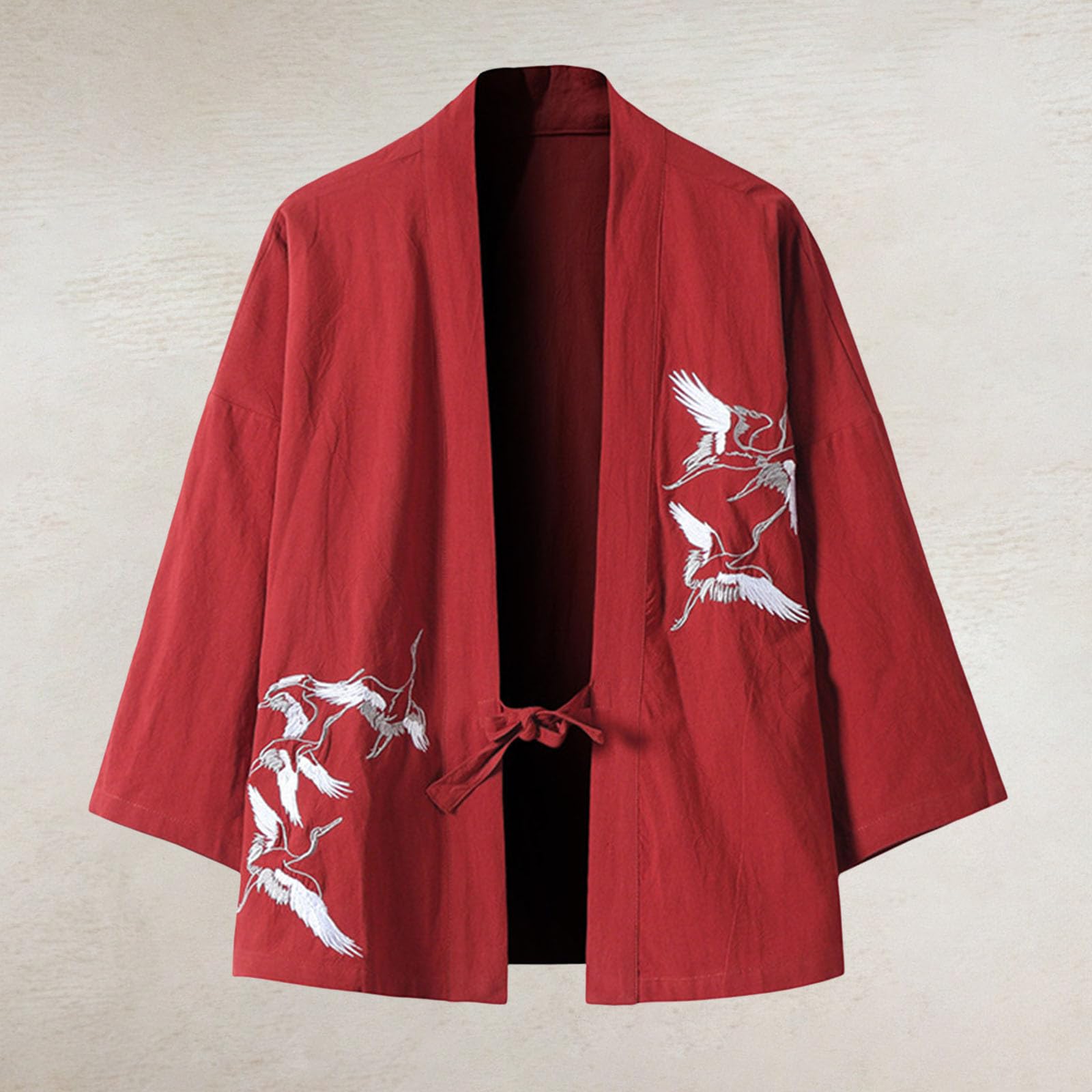 Generico Mantel Herren Kimono Strickjacke Japanisch Bestickt Jacke Baumwolle Leinen Traditionelle Ärmel Männliche Kleidung Yukata Elegant Atmungsaktiv Lässig Leicht Regular Fit Vielseitig