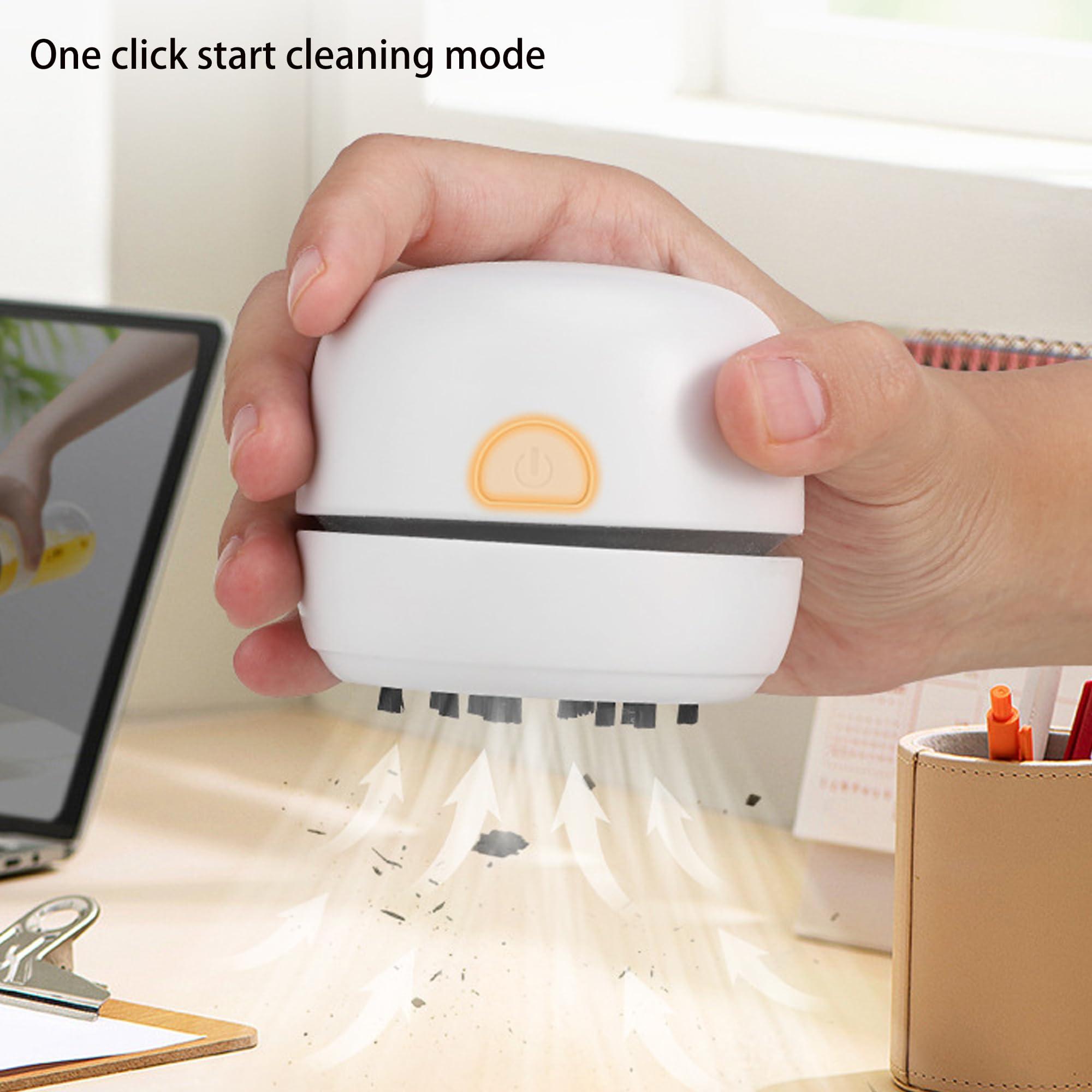 Mini odkurzacz stołowy, biały, USB ładowalny, przenośny bezprzewodowy do czyszczenia zgrubków, wysokiej mocy ssania do czyszczenia pyłów biurkowych, gospodarstwa domowego, biura