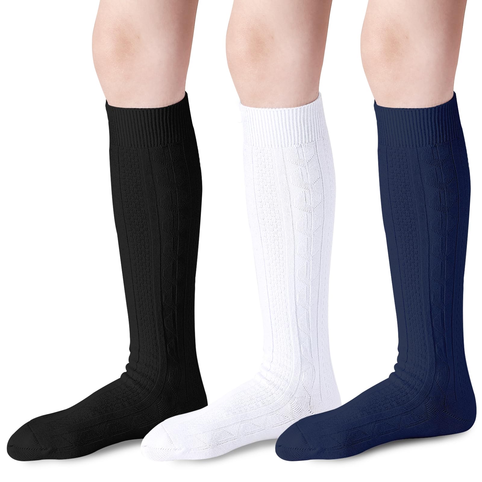 Mini angel Knee High Socks for Girls Seamless Knee Socks Cable Knit Uniform Socks Cotton Long Socks Kids