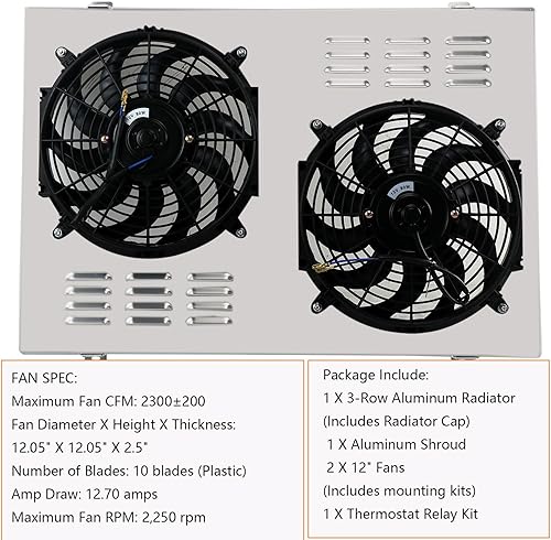 Miniatura 3 de Ventilador de aluminio de 3 filas para Chevy Cheyenne Blazer K10K20K30 GMC Jimmy C150025003500,74 75 76 77 78 79 80 81 82 83 84 85 85 85 33.9 in