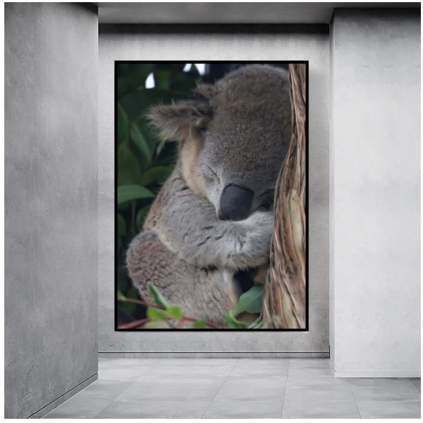 Amazon.co.jp: キャンバス絵画眠そうなコアラ動物北欧ポスタープリント