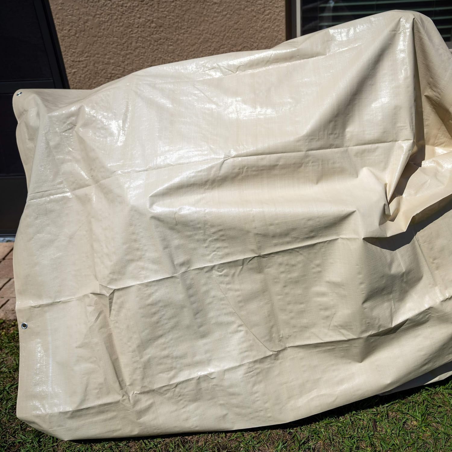 Heavy Duty Waterproof Tarp - 12 mil Thick-Bulk 5 Pack- 12 feet by 16 feet - Neutral Tan Color