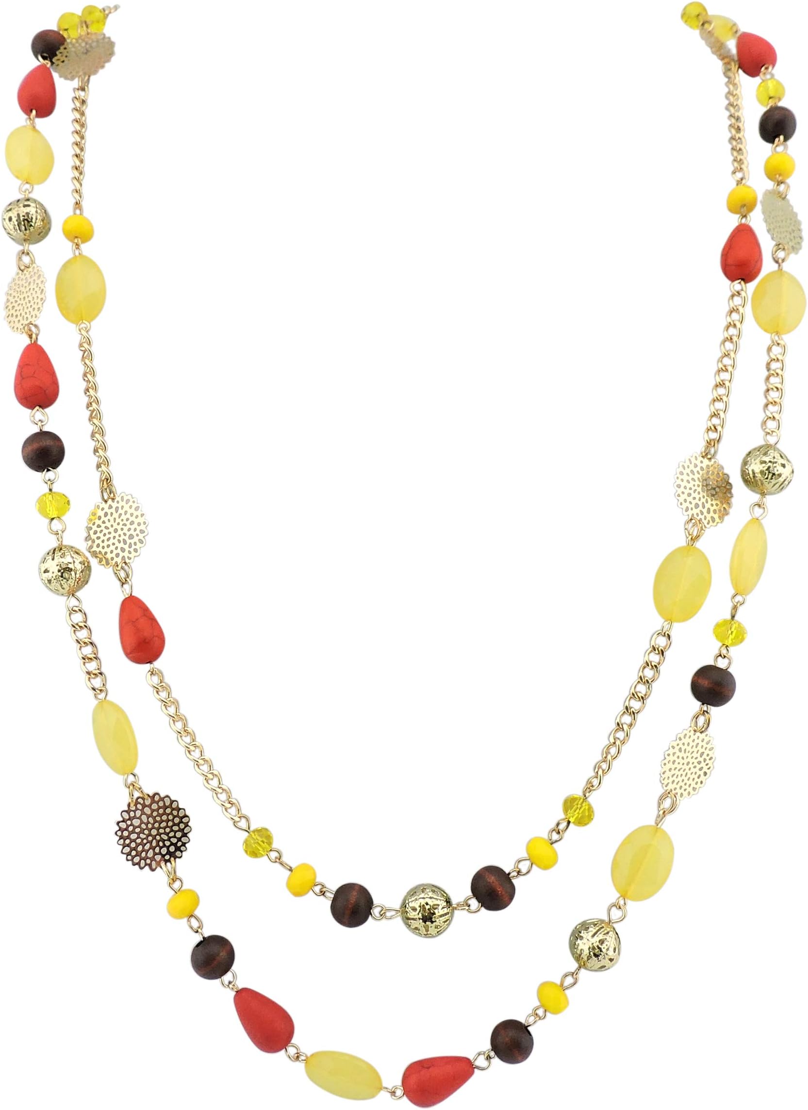 Long Necklaces for Women Trendy, Boho Layered Crystal Beaded Collar Necklaces for Women, Fashion Statement Necklaces Jewelry