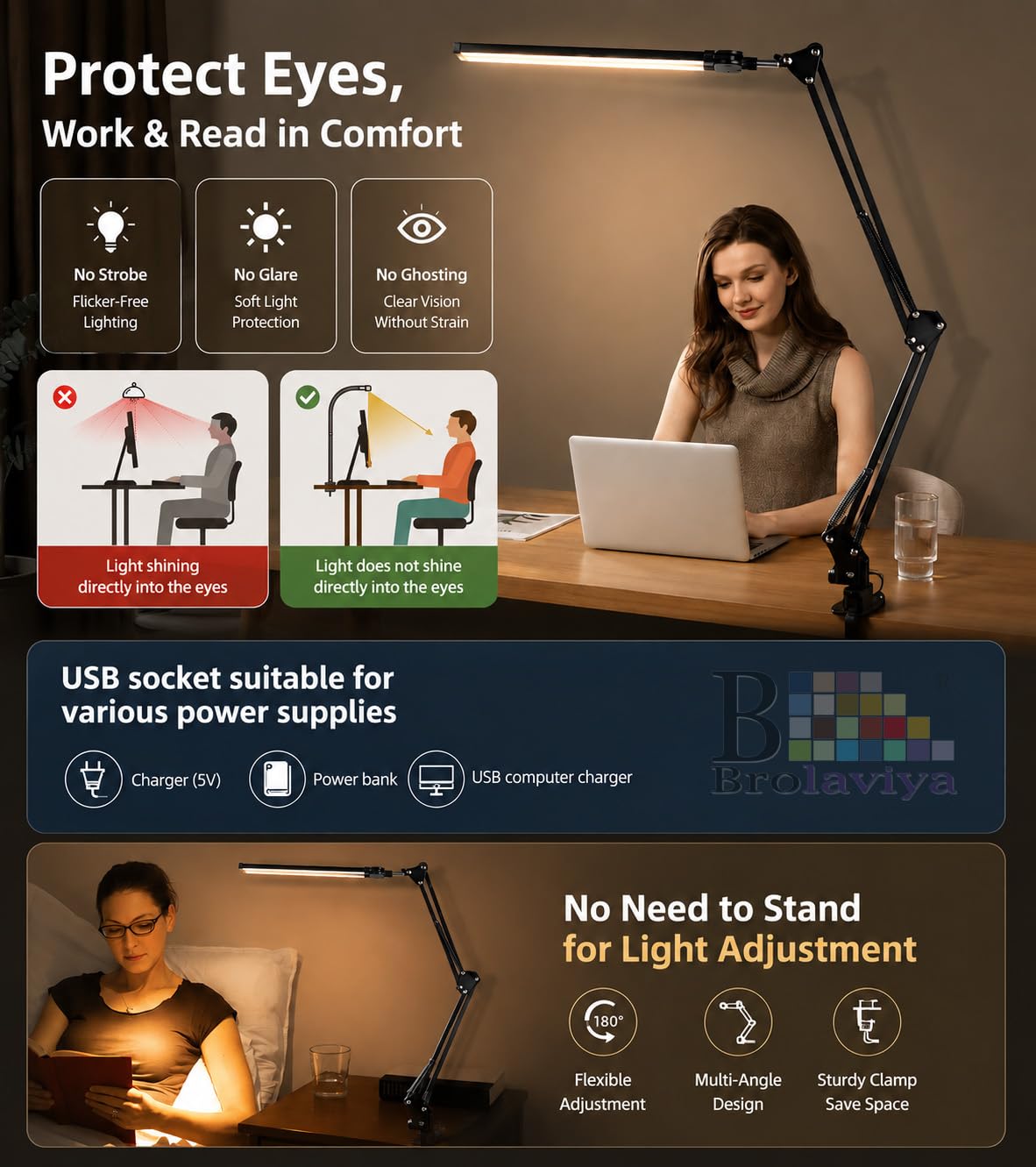 BROLAVIYA Architect Desk Lamp - 3 Color Modes & Dimmable -7 BROLAVIYA Architect Desk Lamp - 3 Color Modes & Dimmable -7