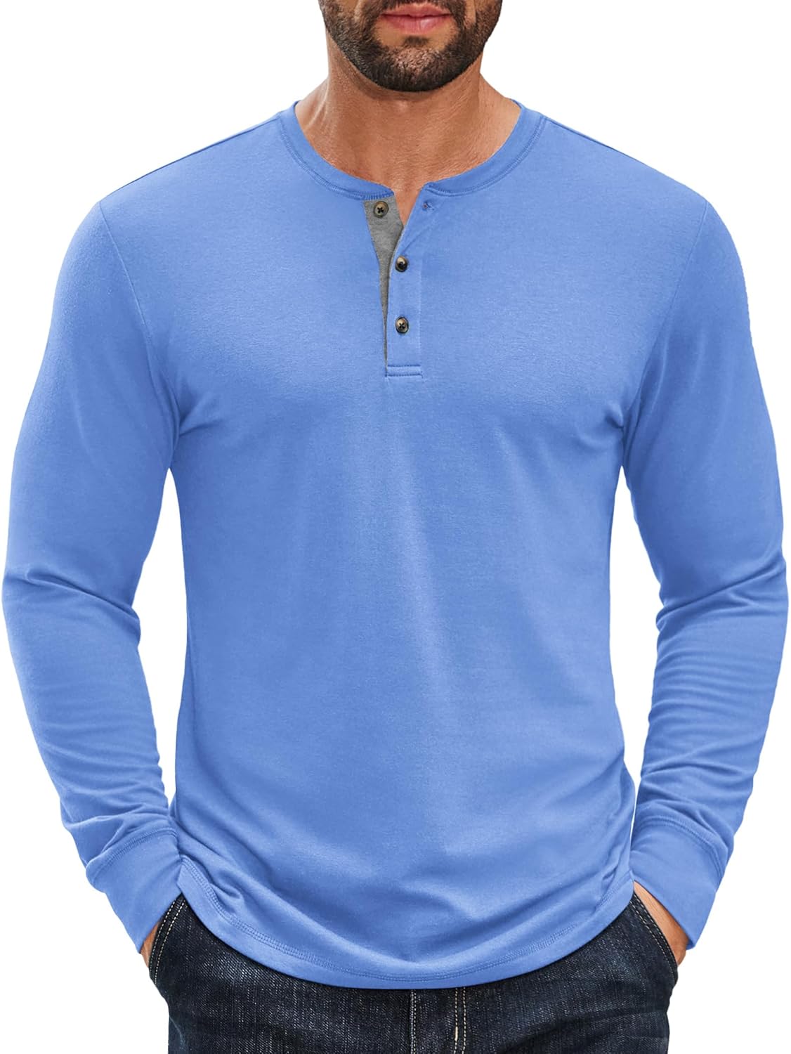 COOFANDY Men's Long Sleeve Henley Shirts Cotton T-Shirts Casual Pullover Shirt Soft Stretch Basic Tees Fall Tops