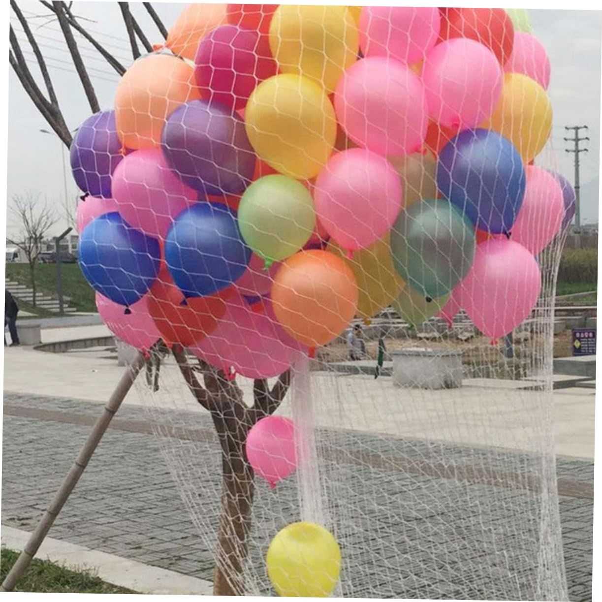 minkissy Weißes Großes Ballonnetz aus Kunststoff mit Großer Kapazität und Einfachem Aufbau für Geburtstagsfeiern und Besondere Anlässe bis 1000 Luftballons