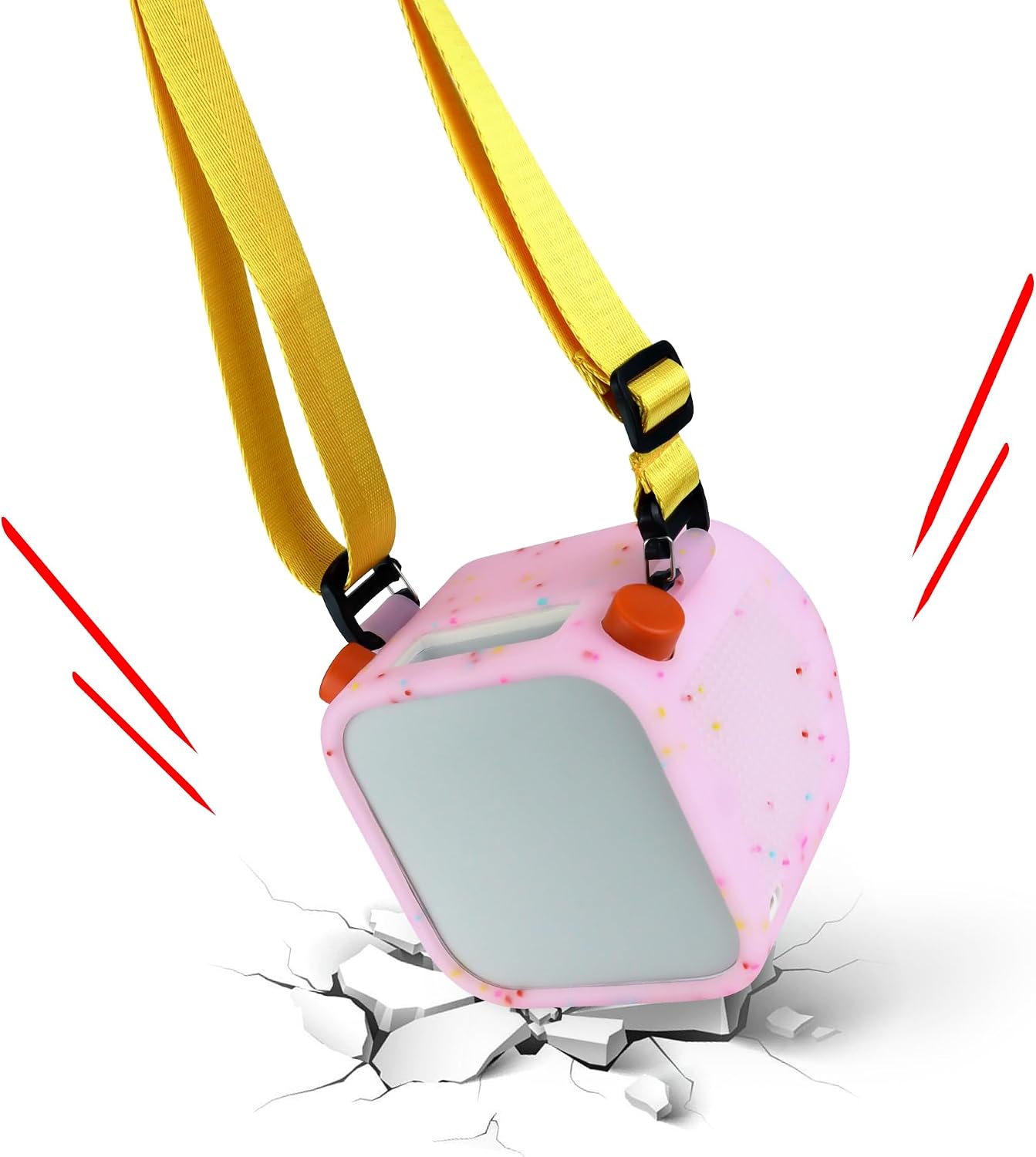 Silicone Cover Compatible with Yoto Player 3rd Gen., Pink | Protective Case, Only Compatible with Yoto Player 3rd Generation, Shoulder Strap, Little Confetti Specks