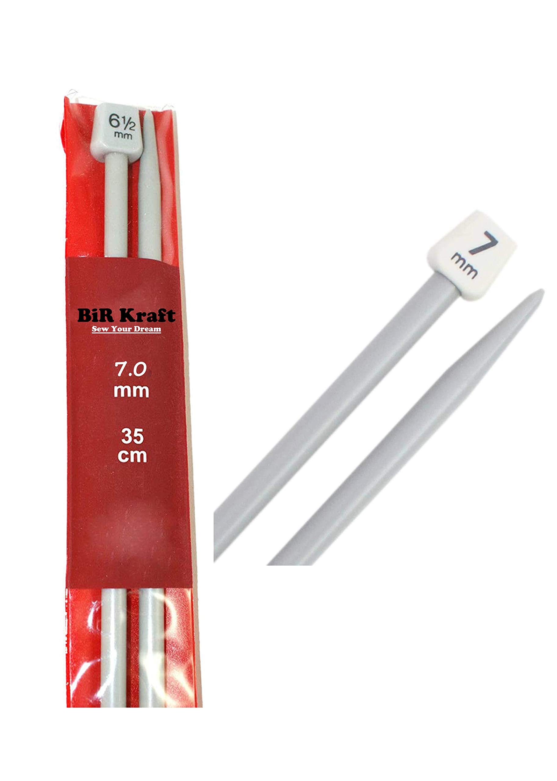 Aa Shoppers Grey 2 X Long Straight Plastic Knitting Needles (35Cm) - Needle Diameter 5Mm, 5.5Mm, 6Mm, 6.5Mm, 7Mm, 7.5Mm, 8Mm, 9Mm And 10Mm 2 X 2 .276 In