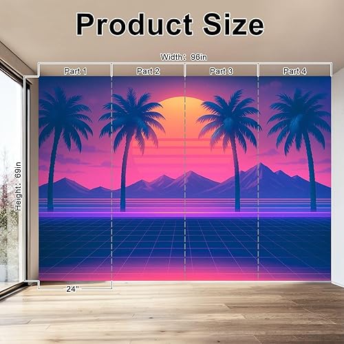 Miniatura 2 de Wall Mural Peel & Stick 3D Inspired by 80s Scene synthwave Self-Adhesive Wallpaper Removable Wall Decal Wall Sticker Home Decor for Living Room
