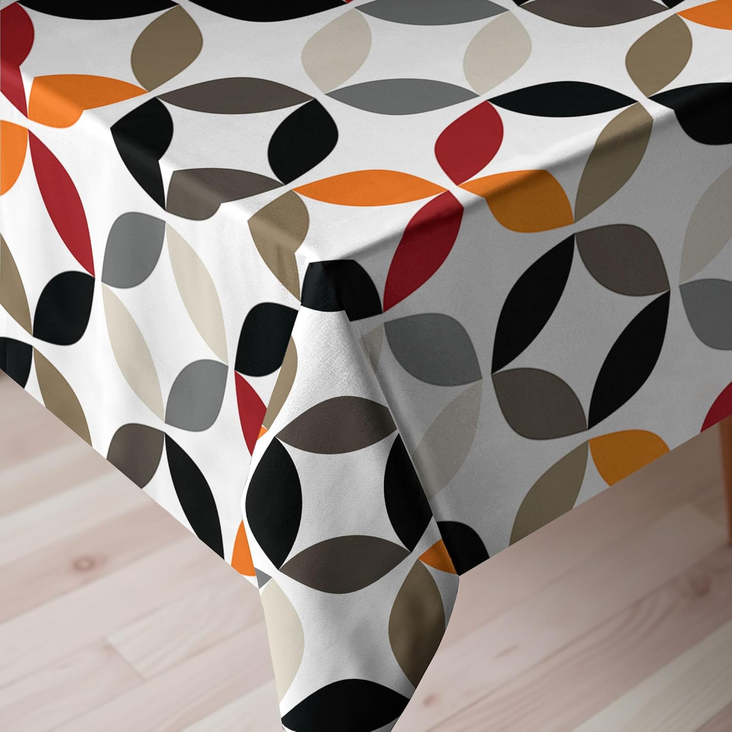 Ambesonne Geometric Circle Tablecloth, Dimensional Ring Forms Series Tones Hispter Bohemian Design Image, Rectangular Table Cover for Dining Room Kitchen Decor, 60" X 84", Black Grey