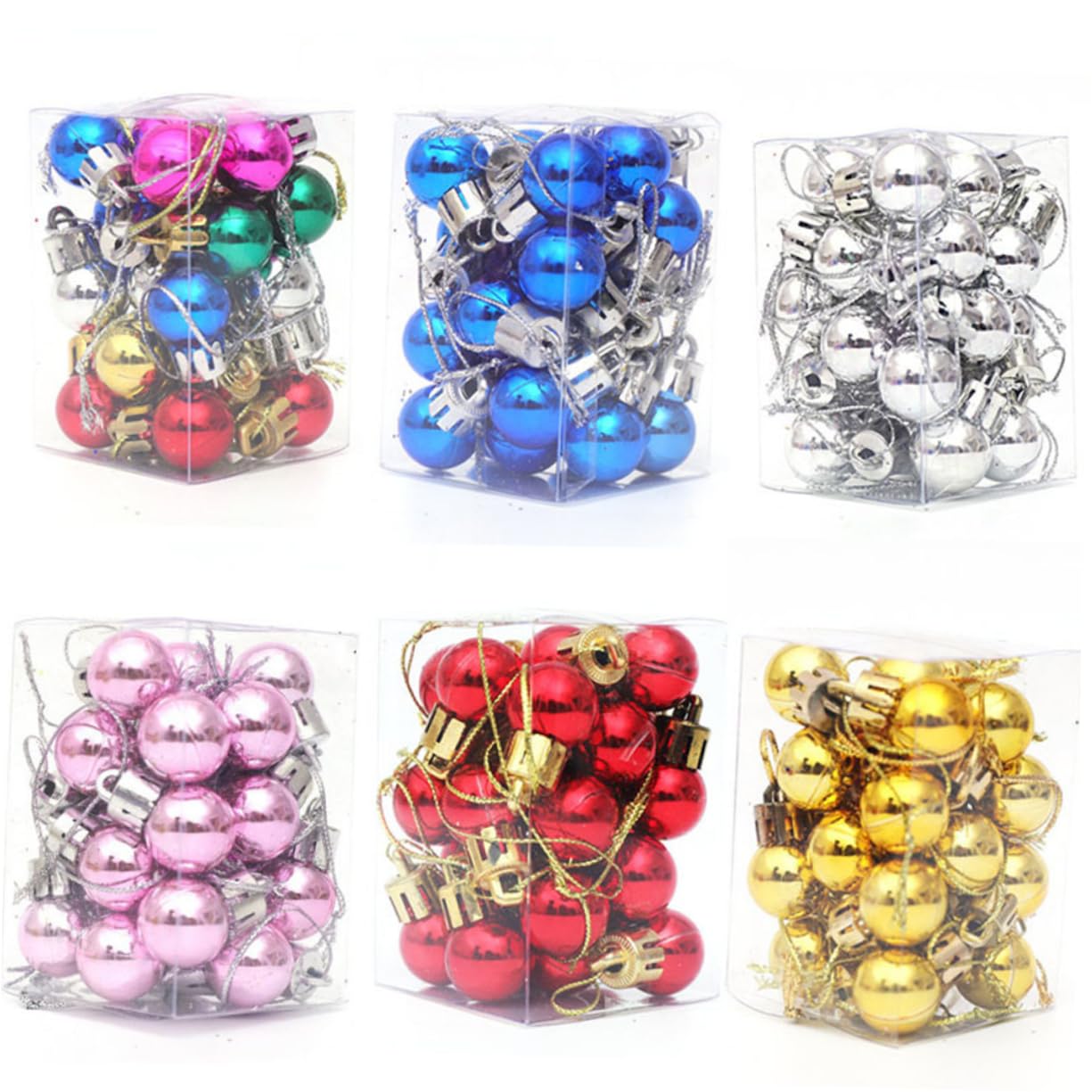 Zerodeko 24pcs Boules de Noël Rouges Miniatures Suspendues 2cm en Plastique Légères et Décoratives pour Fêtes de Festival et Décoration d'arbre de Noël