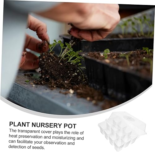 Miniatura 6 de YARDWE Bandeja para verduras, 5 unidades, bandeja de germinación de plástico, 12 celdas, bandejas de iniciación de plantas de jardín, maceta de