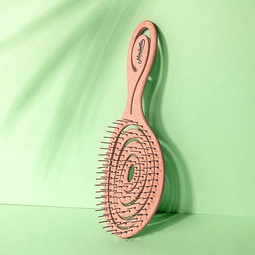 Miniatura 5 de Ninabella - Cepillo orgánico desenredante para cabello de mujeres, hombres y niños, no tira del cabello, cepillo alisador para cabello liso, rizado