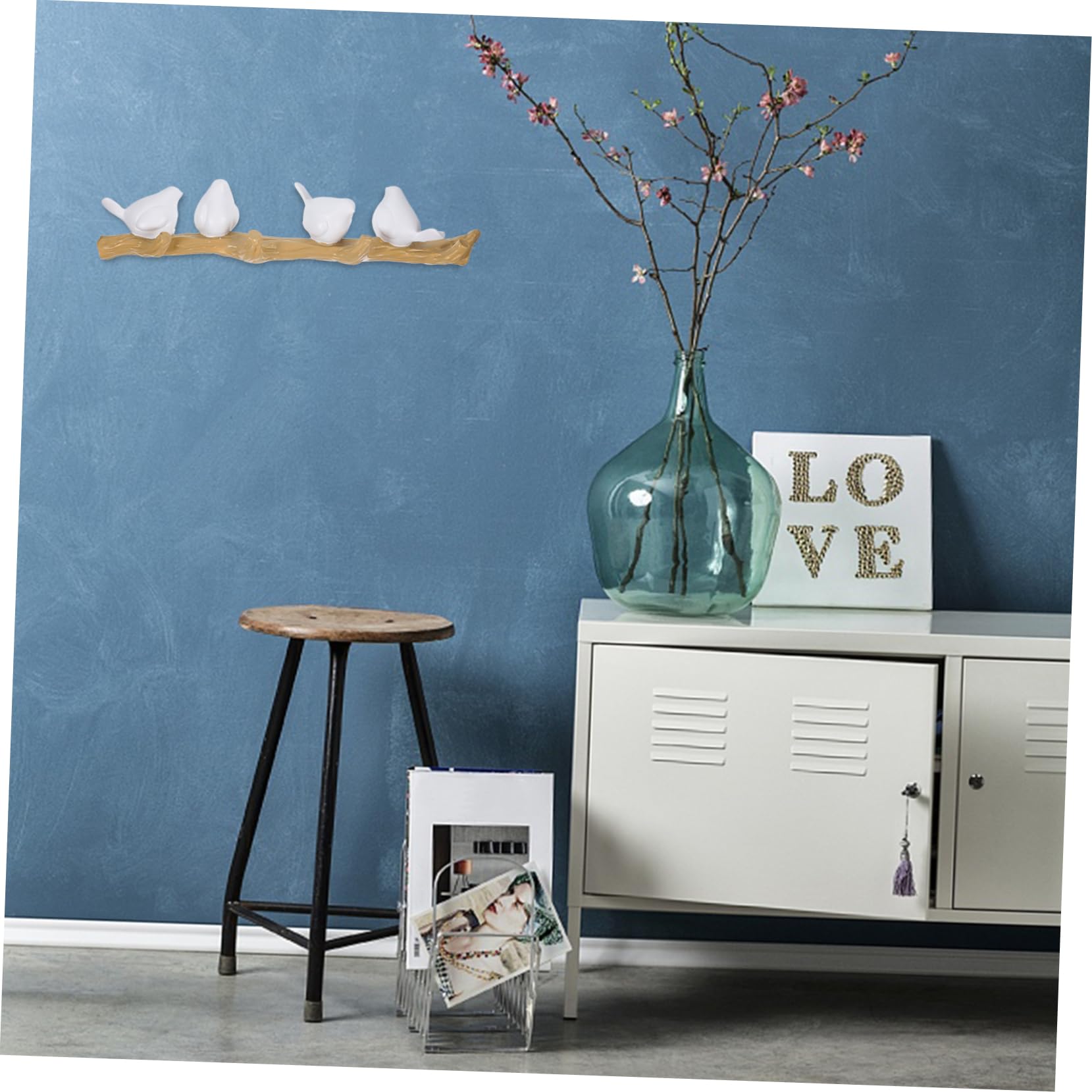 OUNONA Appendiabiti da Muro con Design Decorativo Uccelli su Ramo Gancio Portachiavi per Ingresso Bagno e Corridoio Facile da Installare per Cappotti e Borse