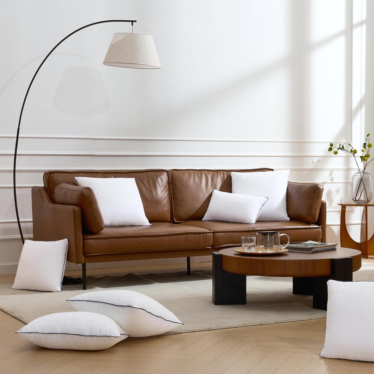 Phantoscope 20x20 Pillow Inserts - Throw Pillow Inserts with 100% Cotton Jacquard Cover - 20 Inch Bed and Couch Pillows Square Form Throw Pillows, Pack of 2