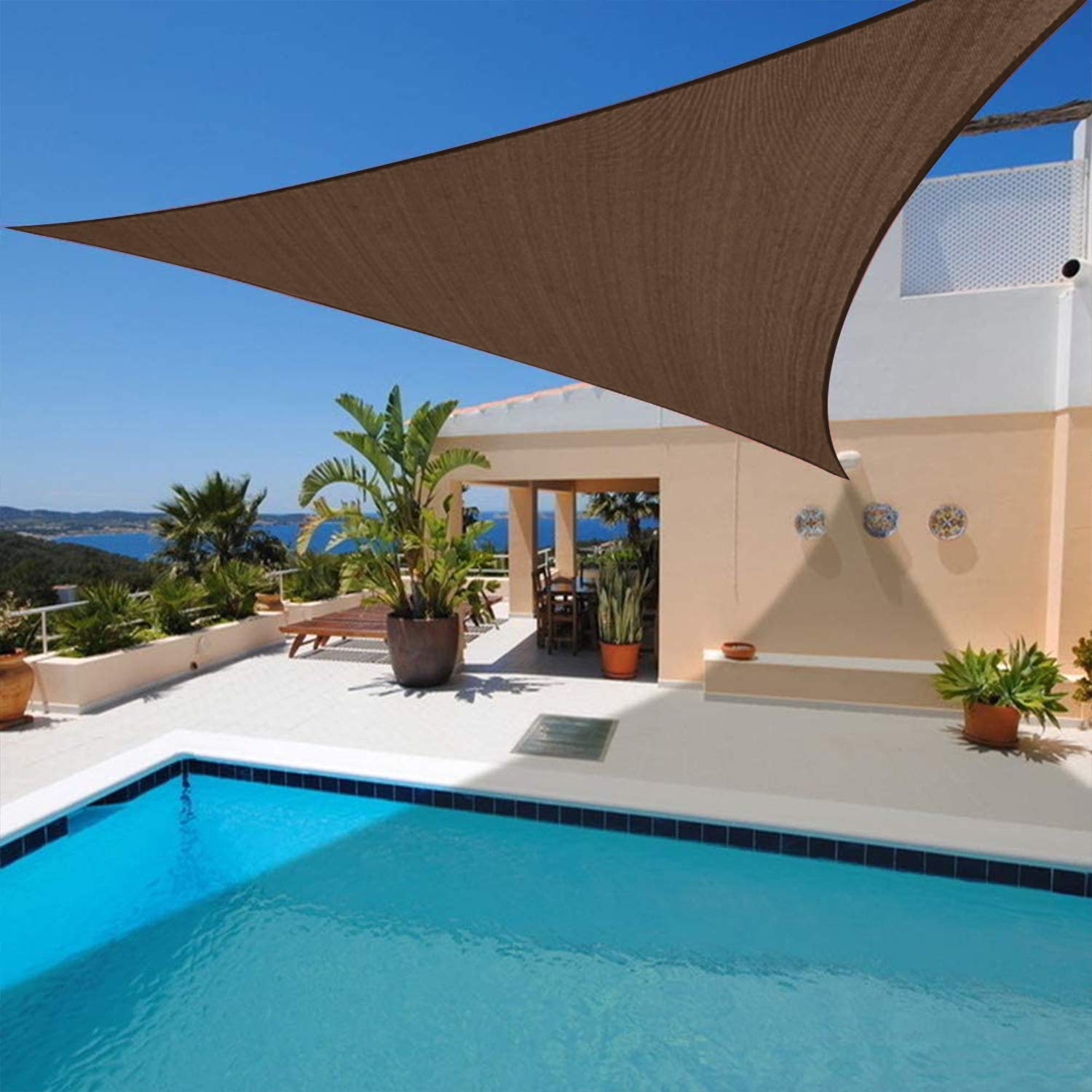 Buy Artpuch Sun Shade Sail 20' x 20' x 20' Brown Cover for Patio