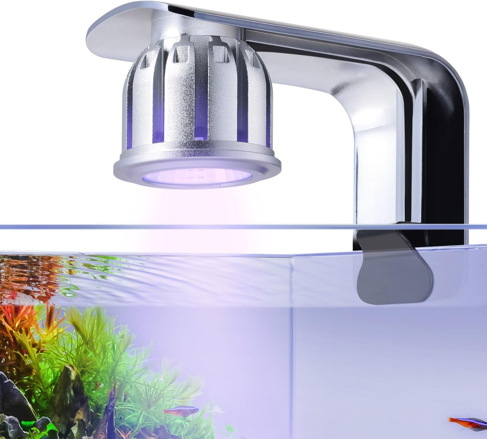 HITOP Small Clip On Aquarium LED Light with Timer- 5.7in Adjustable Three Colors Fish Tank Light, USB 5V Aquarium Lamp for Desktop Tank/Beta Tank/Plant Tank