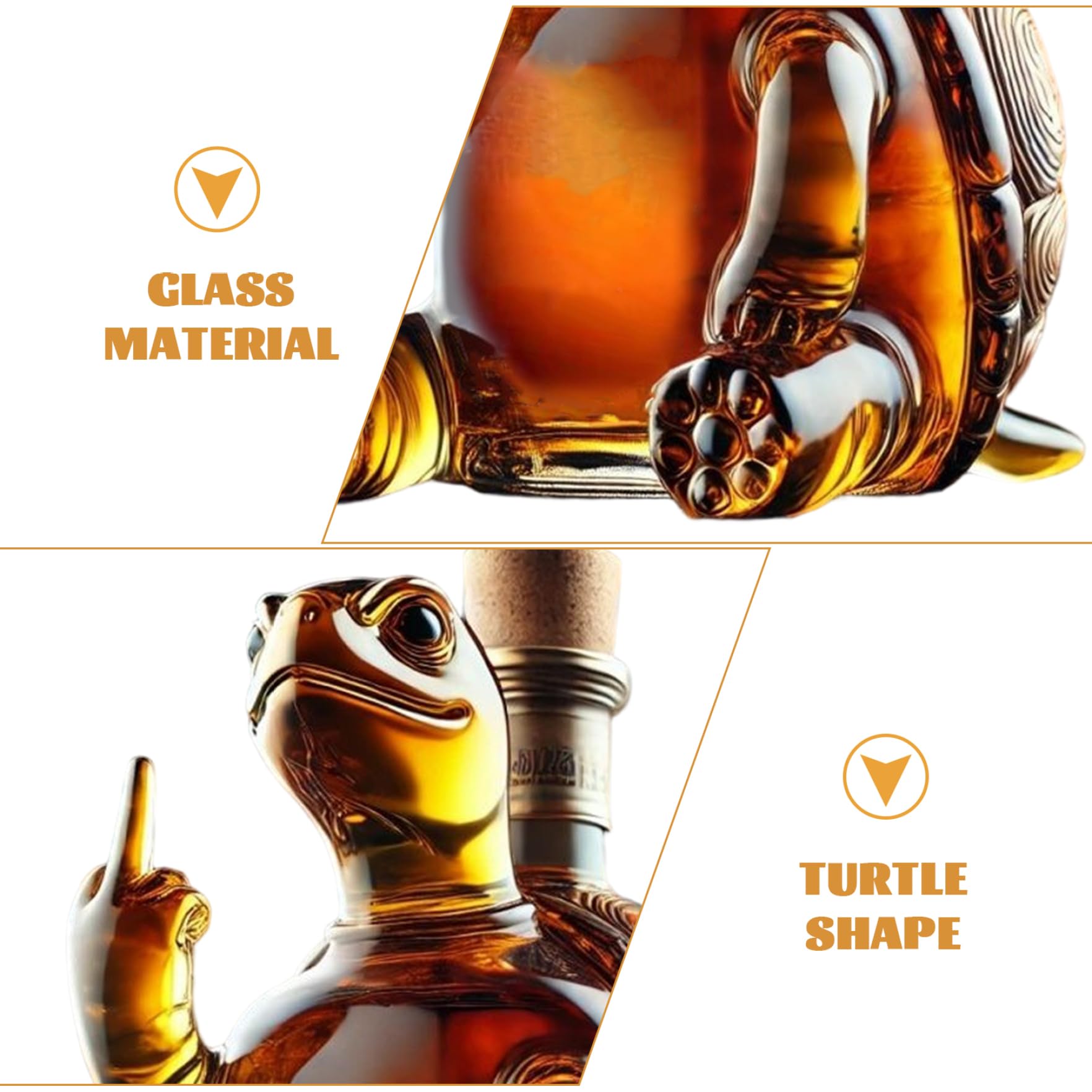 Decanter per vino tartaruga da 350 ml con dito medio, fiaschetta da whisky in vetro trasparente con tappo, divertente per uomini e donne