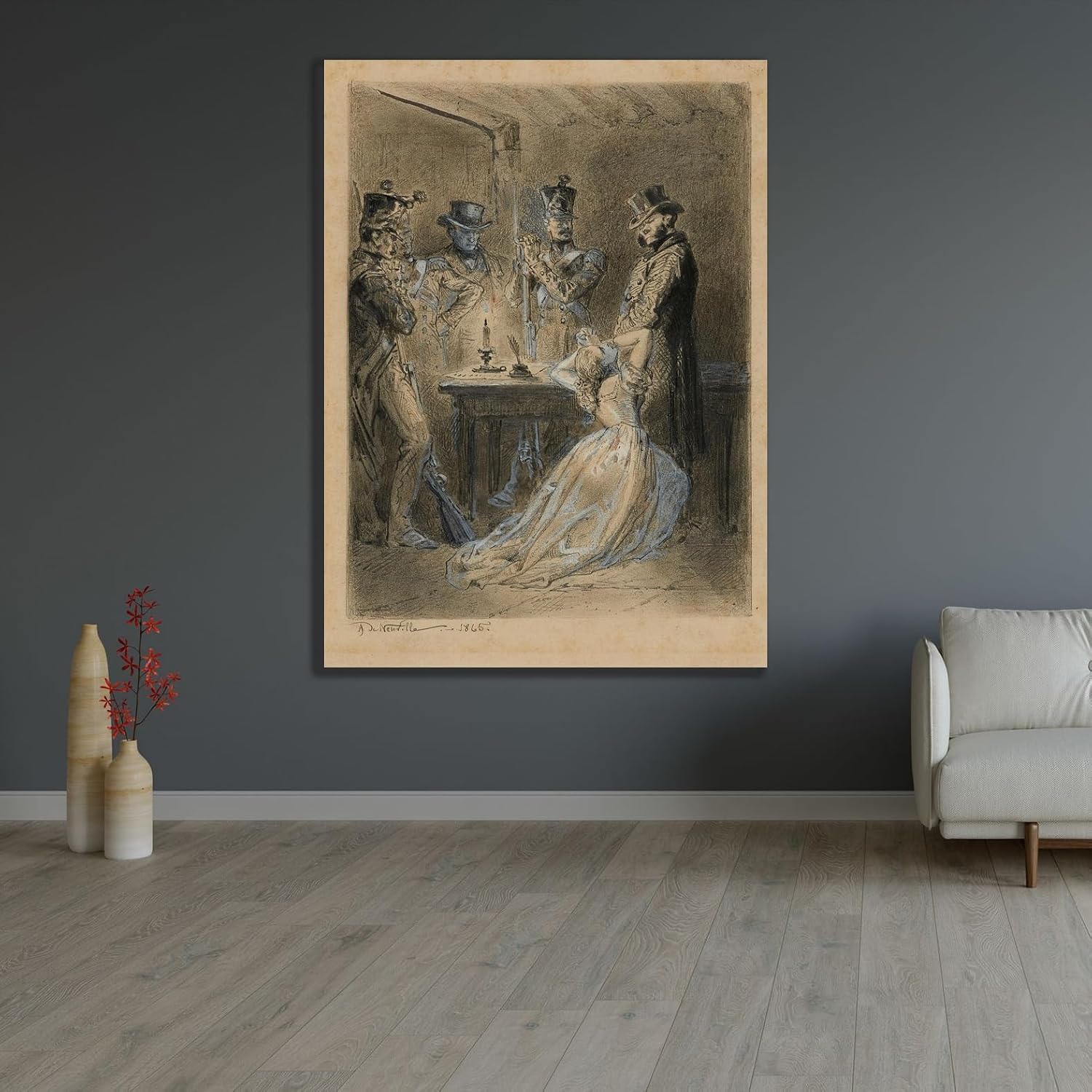 ArtDirect Fantine at Javert's Feet (1865) Unframed Art Print Giclee Poster by Alphonse Marie De Neuville - Ready for Framing with Customization Sizes 7x10, 10x14, 15x20, 24x33, 35x48 and 44x60 inches