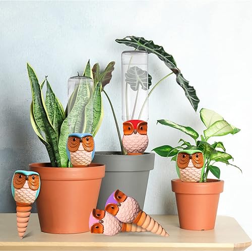 Miniatura 6 de Estacas de riego automático, estacas de riego automático de plantas de terracota, paquete de 6 dispositivos de riego automático de cerámica de búho
