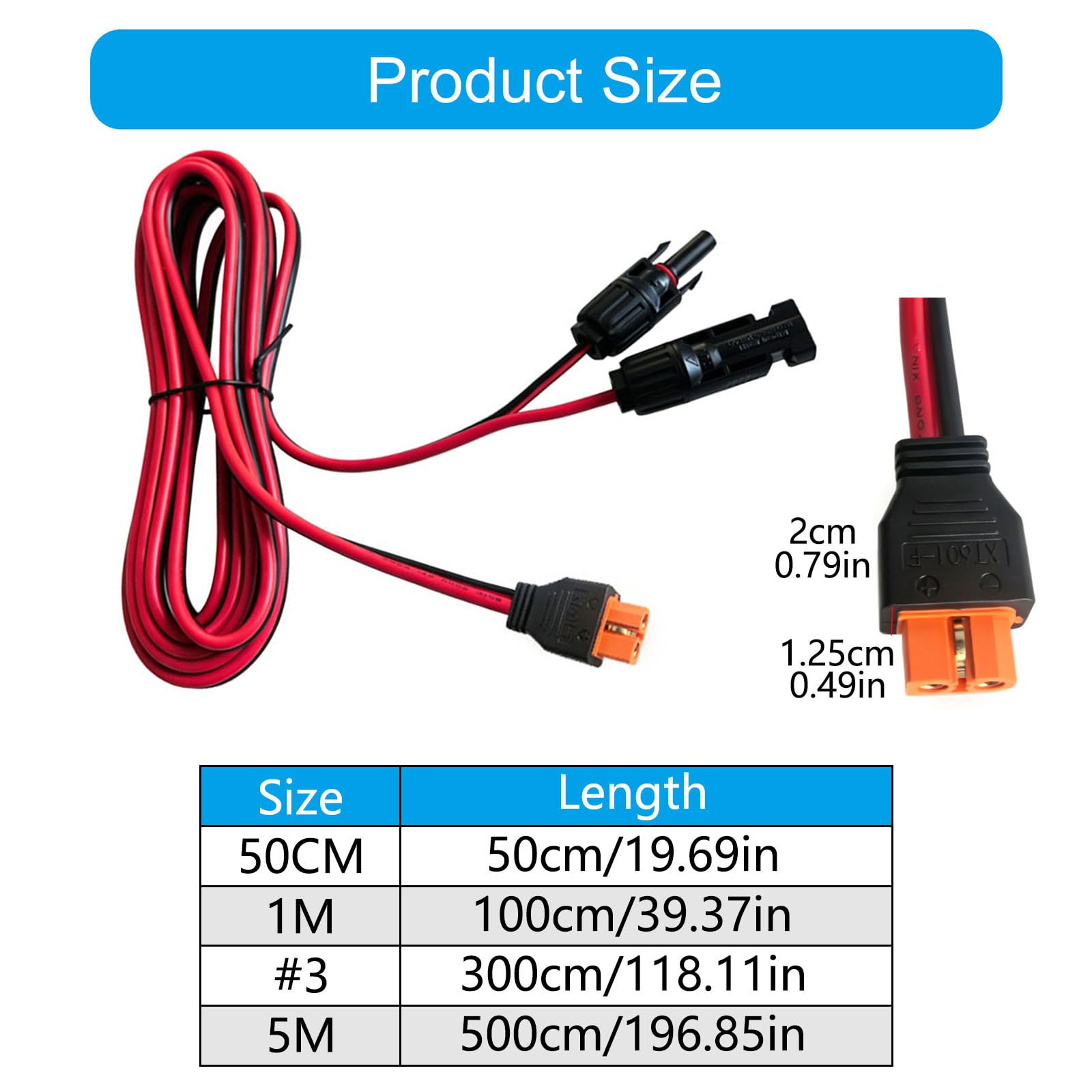 Przenośny kabel wejściowy solarny z adapterem żeńskim XT60i 12, 5