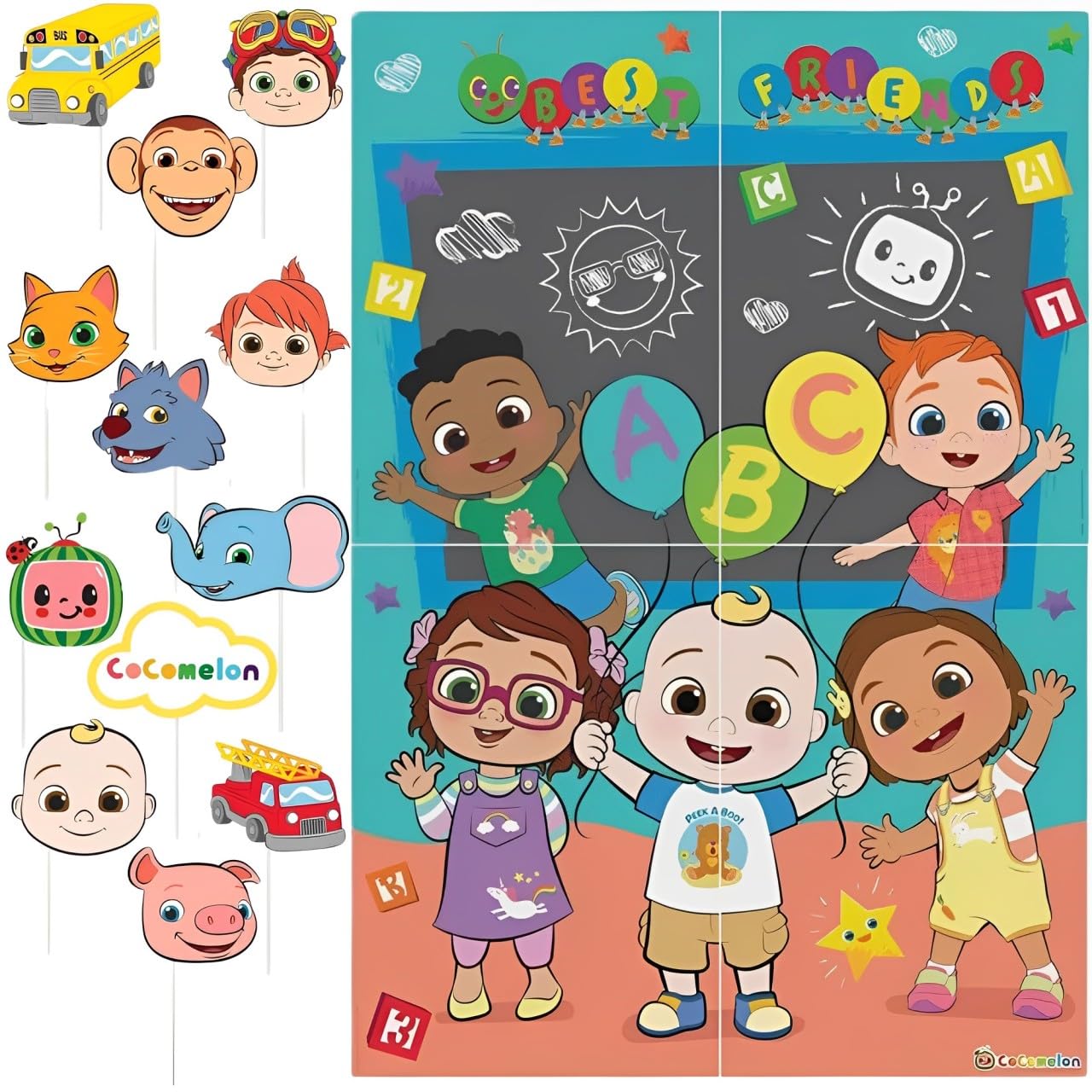 Amscan 673258 Scene Setters w/Props - 71cm x 102cm | Cocomelon | 16 Pcs. Decors