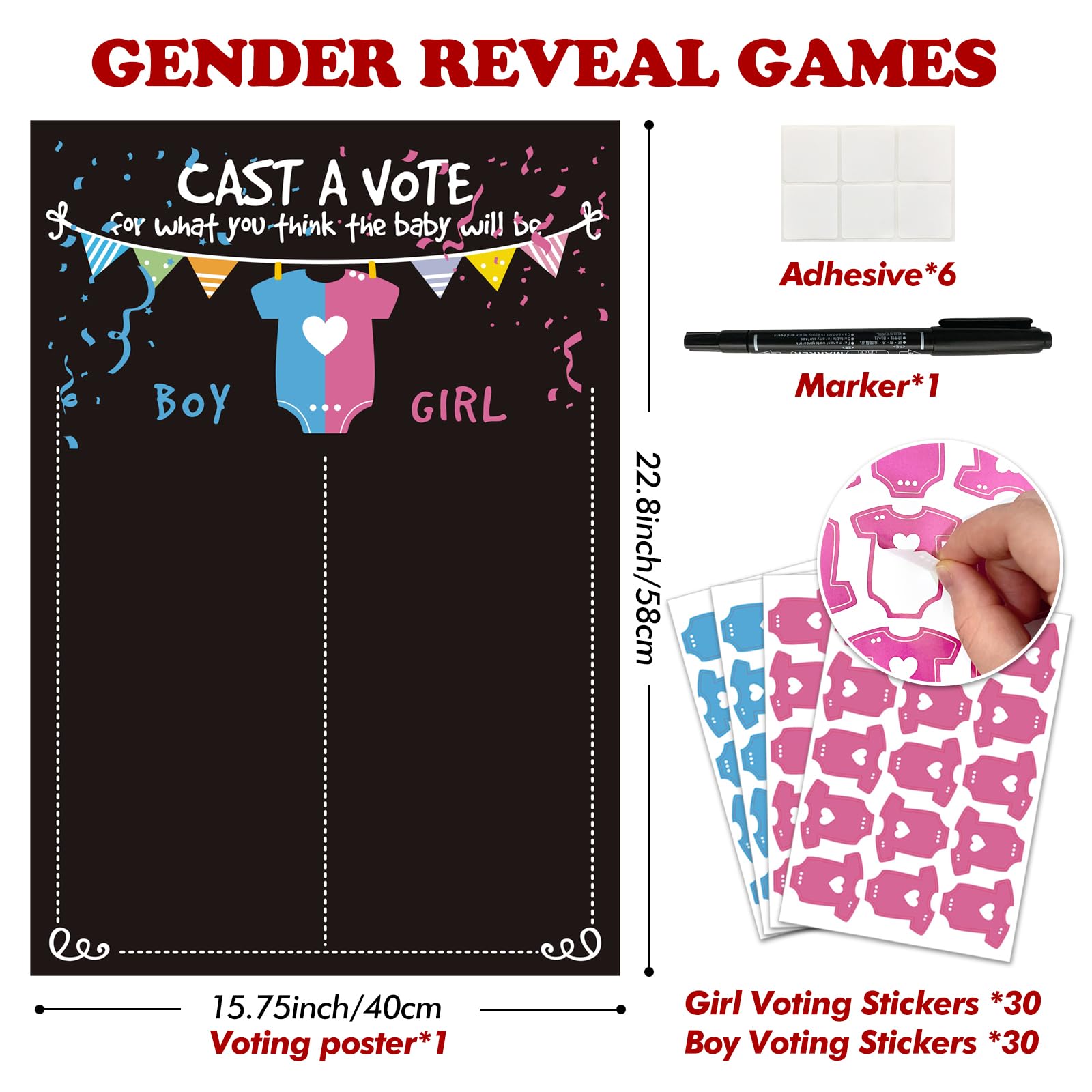 Gender Reveal Decorations, Gender Reveal ideas voting board, orgainze Boys or Girls Gender Reveal Games For Guests and supply Gender Reveal Decor for Party Games
