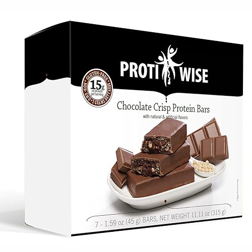 ProtiWise - 0.55 oz de proteína, muy bajo en carbohidratos, bajo en calorías, bajo en grasa, 7caja Barra de aperitivos alta en fibra, apta para
