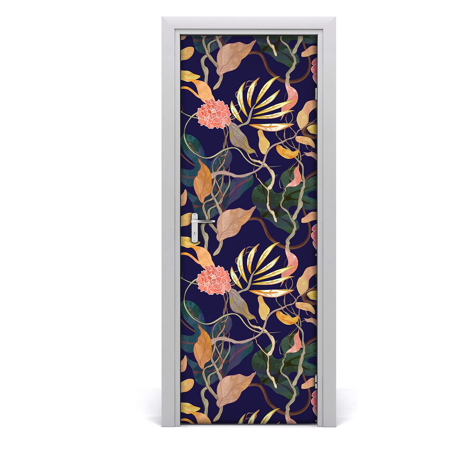 Papier peint sur la porte lavable et étanche décor végétal 85x200