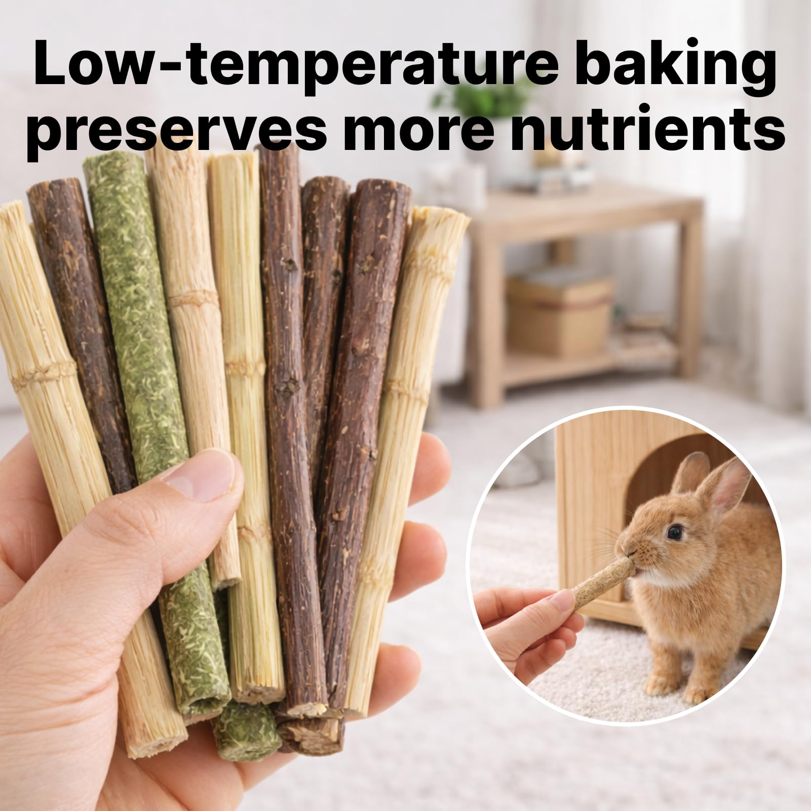 500g Baton de Pommier Foin Timothy Bambou Lapin Naturelle, Bâton De Dentition Batonnet pour Animaux De Compagnie Lapin Hamster Cochon d'Inde Chinchilla