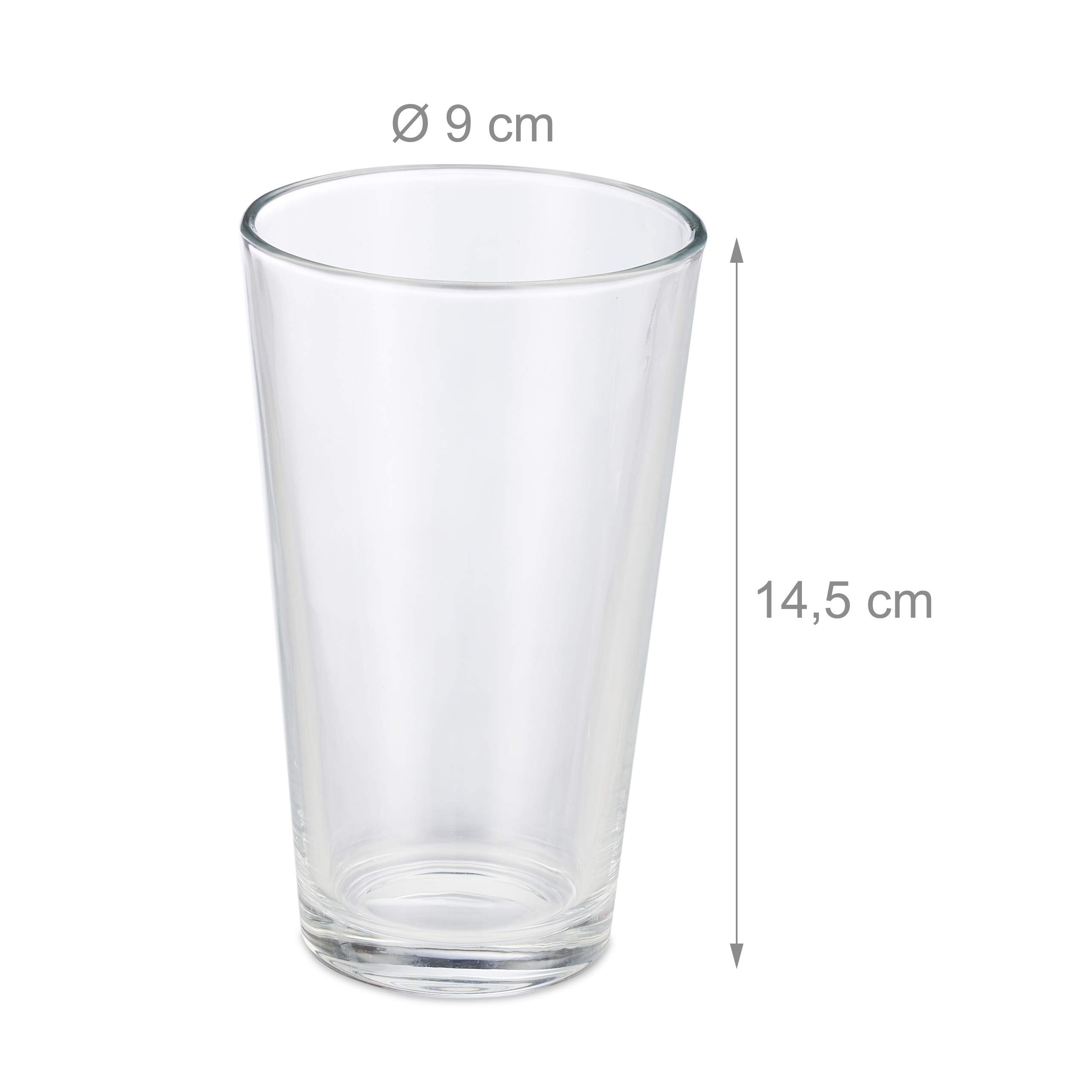Relaxdays Verres à boisson, lot de 18, contenance 400 ml, eau, jus, sodas, colas, cocktails, design simple, transparent