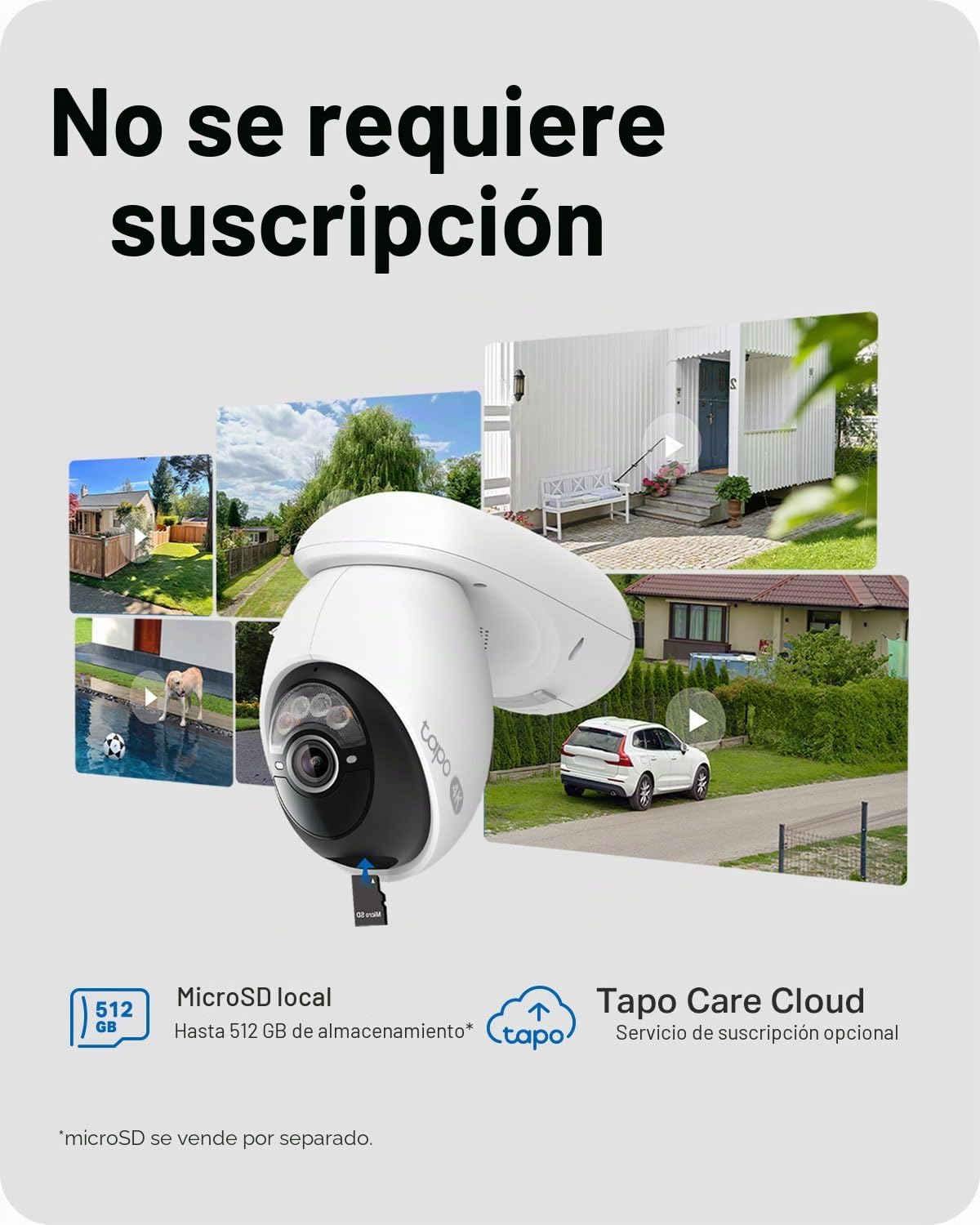 Tapo TP-Link C660 - Cámara de Seguridad Wi-Fi para Exteriores, panorámica/inclinación, visión de 360°, Seguimiento de Movimiento, visión Nocturna a Color, detección de Personas/vehículos/Movimiento