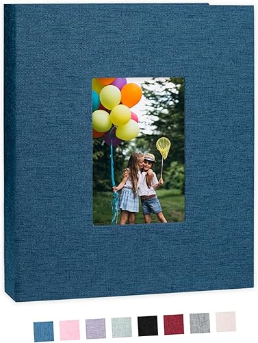 Miniatura 1 de Cherrich Álbum de fotos de lino de 8 x 10 pulgadas, álbum de 26 páginas con capacidad para 52 fotos, carpeta de presentación artística para