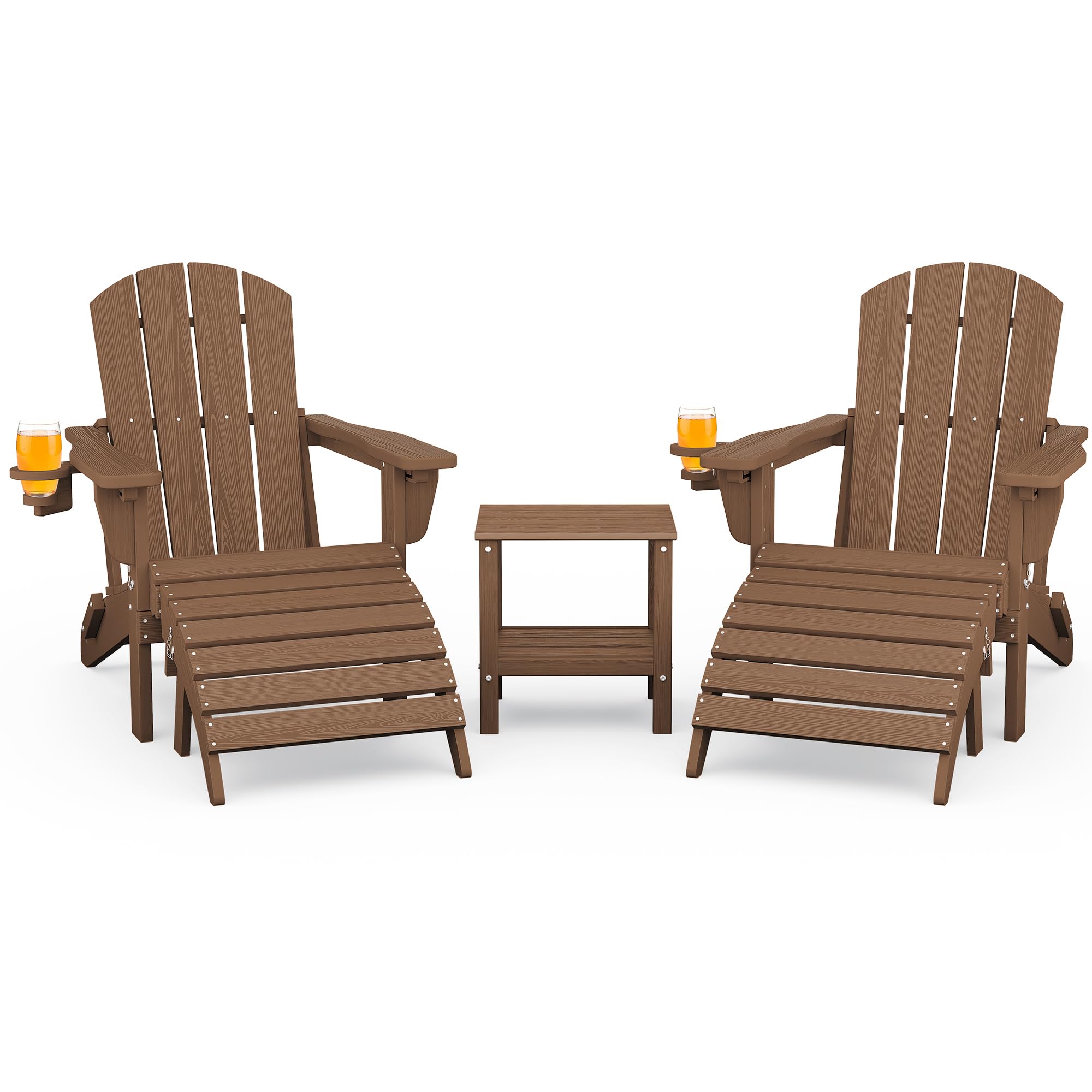 SERWALL 5-Piece Adirondack Chair and Ottoman and Table Set