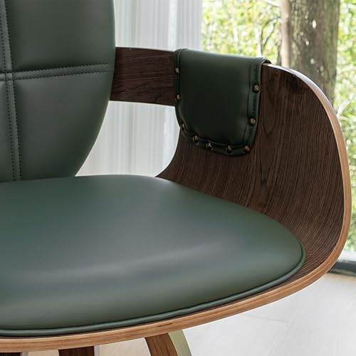 Miniatura 7 de Juego de 2 sillas de comedor MCM  Sillas de comedor giratorias de piel sintética con brazos y respaldo curvo, estructura de madera curvada,