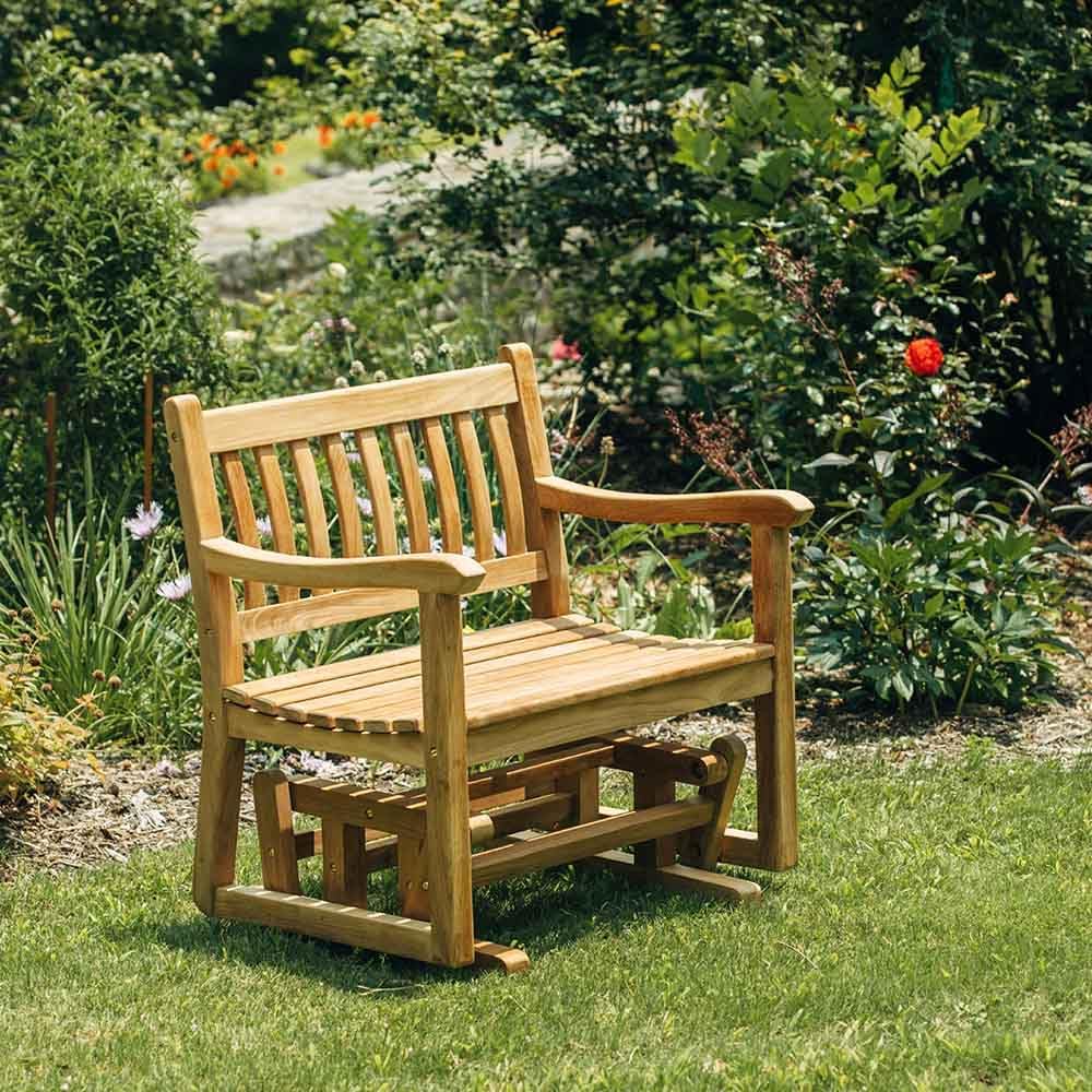 Ash & Ember Cascade Grade A Teak Glider Rocking Chair, Weather Resistant Outdoor Patio Furniture for Patio, Porch, Deck and Backyard, Ergonomic Contoured Seat & Back