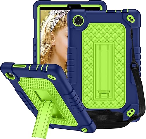FIEWESEY Funda para tablet TCL Tab 8 LE, con correa para el hombro, silicona suave y parte trasera dura, híbrida, a prueba de golpes, para niños,