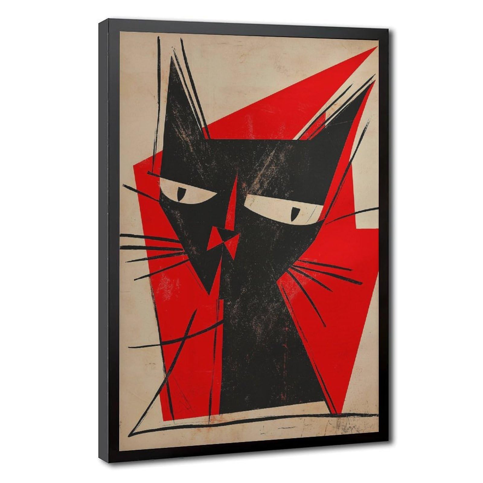 Bareronor Geometric Abstract Cat Canvas Poster Bedroom Decor Landscape Office Room Decor Gift 20" L X 30" W
